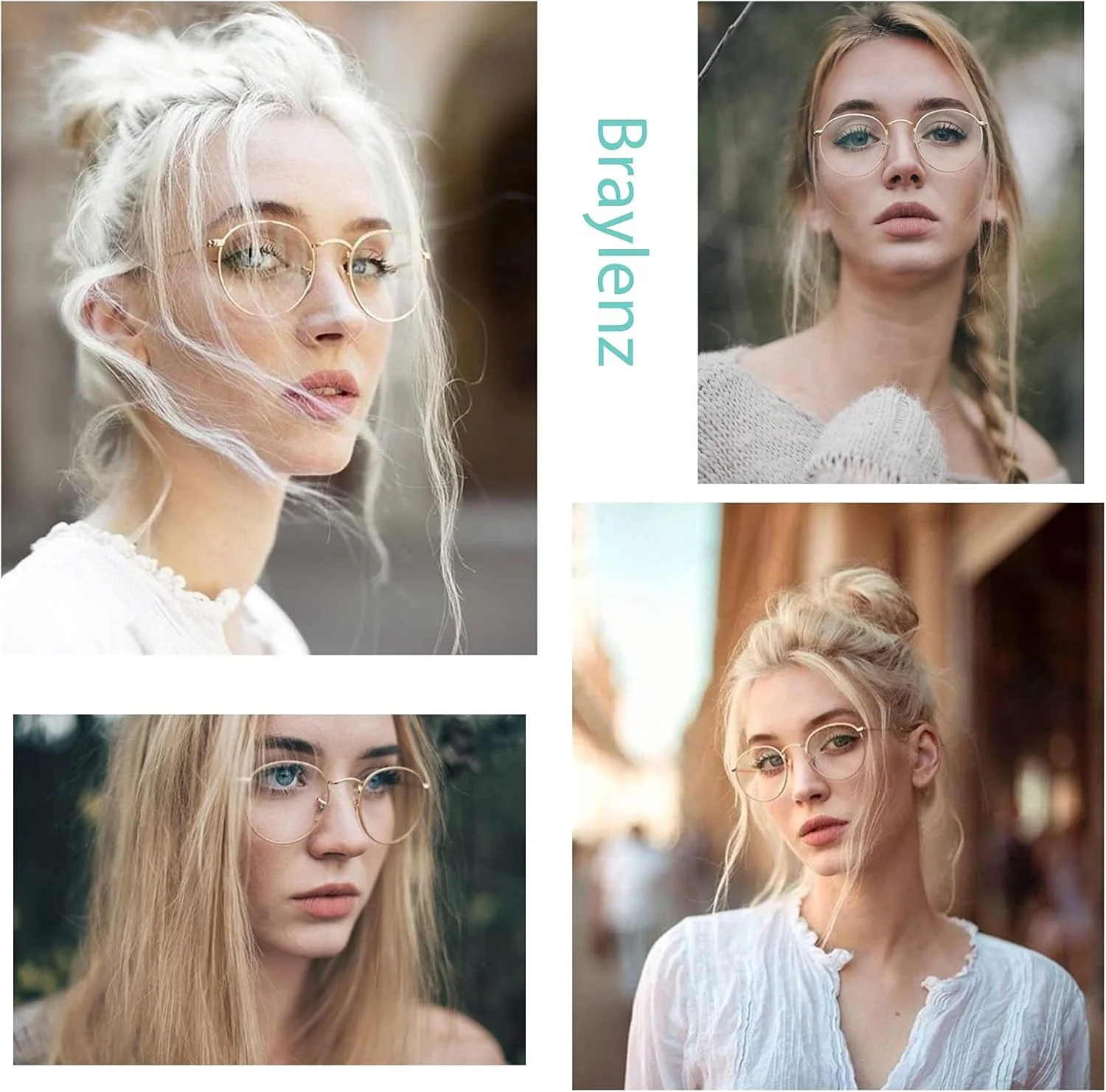 فریم عینک فلزی گرد وینتیج Braylenz با لنز شفاف، بسته 2 عددی زنانه مردانه عینک غیر تجویزی