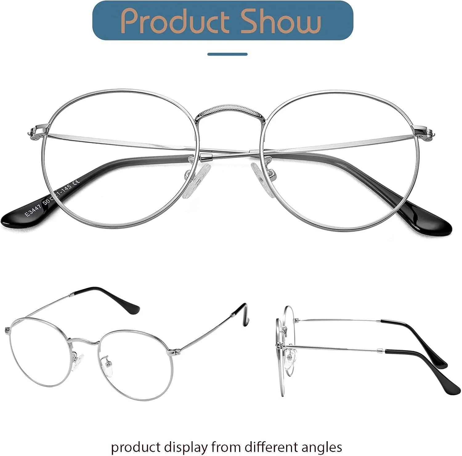 فریم عینک فلزی گرد وینتیج Braylenz با لنز شفاف، بسته 2 عددی زنانه مردانه عینک غیر تجویزی