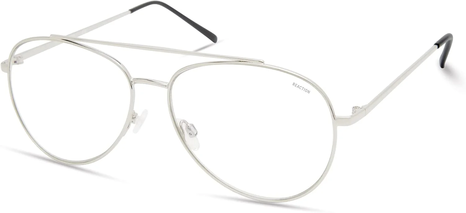 فریم عینک طبی کنت کول REACTION مدل Kc1511-b، فریم اشکی، مسدود کننده نور آبی، رنگ نیکلتین براق، سایز 59 میلی متر