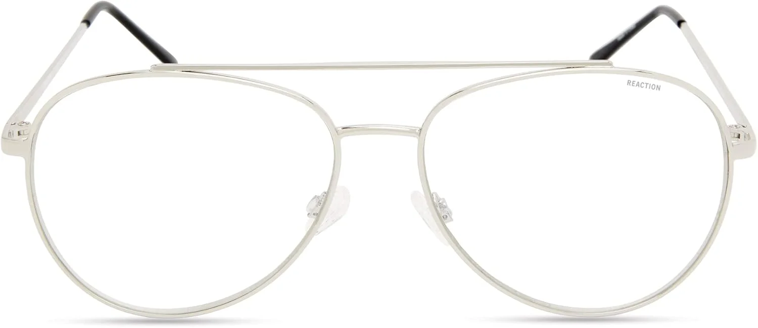 فریم عینک طبی کنت کول REACTION مدل Kc1511-b، فریم اشکی، مسدود کننده نور آبی، رنگ نیکلتین براق، سایز 59 میلی متر