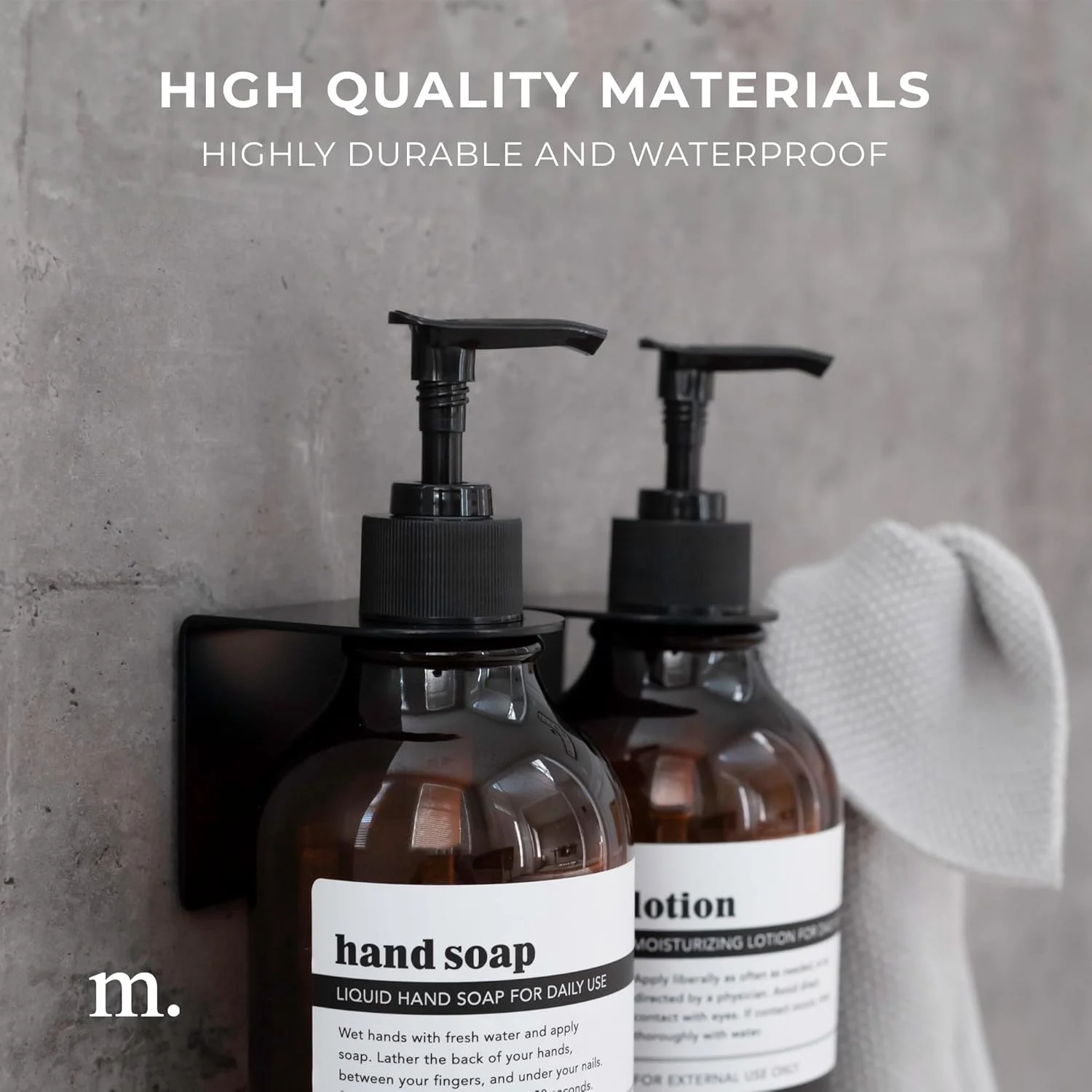 نگهدارنده چسبی بطری مایع MaisoNovo برای جا مایع ظرفشویی | نگهدارنده بطری دوش بدون نیاز به سوراخکاری | ست نگهدارنده بطری شامپو 2 عددی - مشکی