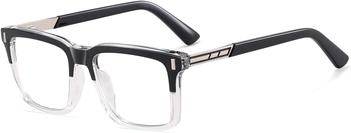 فریم عینک مربعی مد مردانه نیمه فلزی با لنز شفاف ضد نور آبی زنانه TR90 عینک یونیسکس