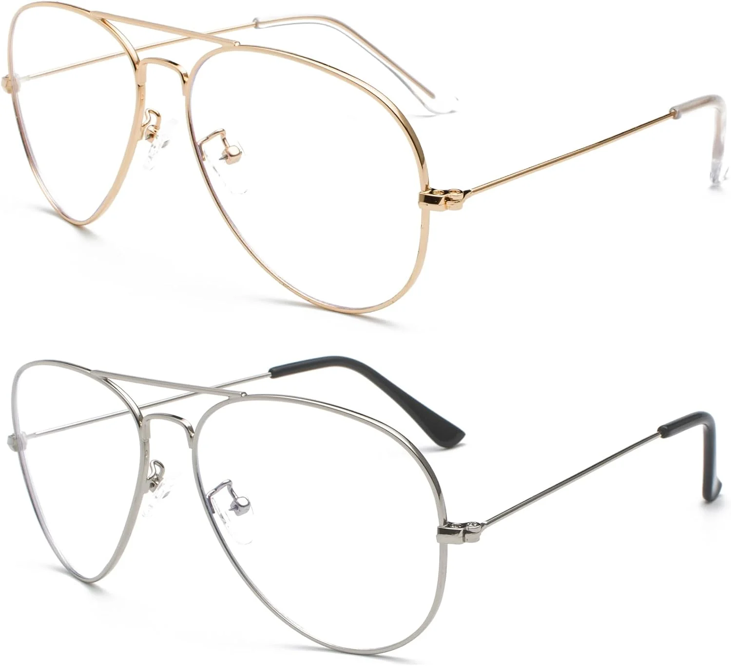 عینک خلبانی نور آبی EYLRIM برای زنان و مردان، فریم فلزی خلبانی، لنز شفاف، عینک کامپیوتر
