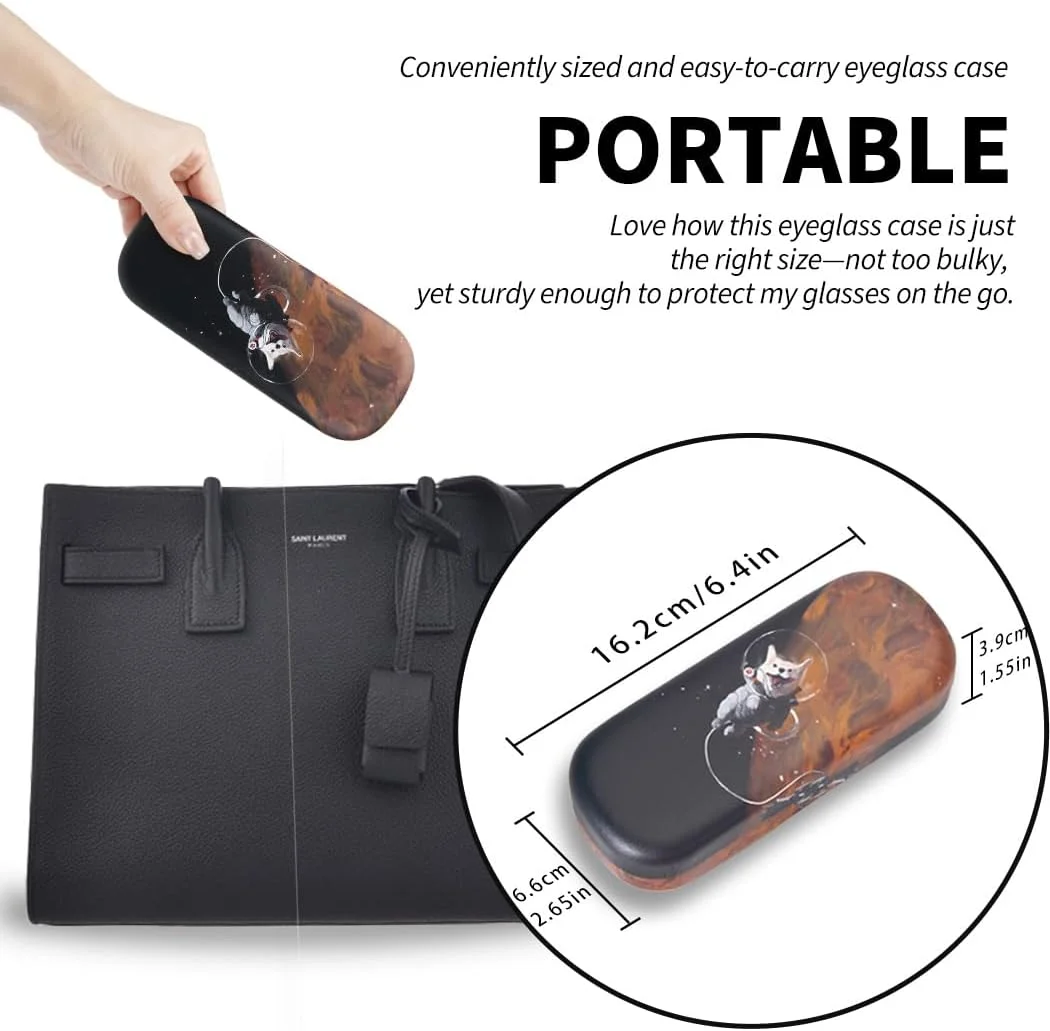 کیف عینک سخت - کیف عینک چرمی PU ضد ضربه قابل حمل با پارچه تمیز کننده شیشه برای آقایان و بانوان، چند رنگ، تک سایز