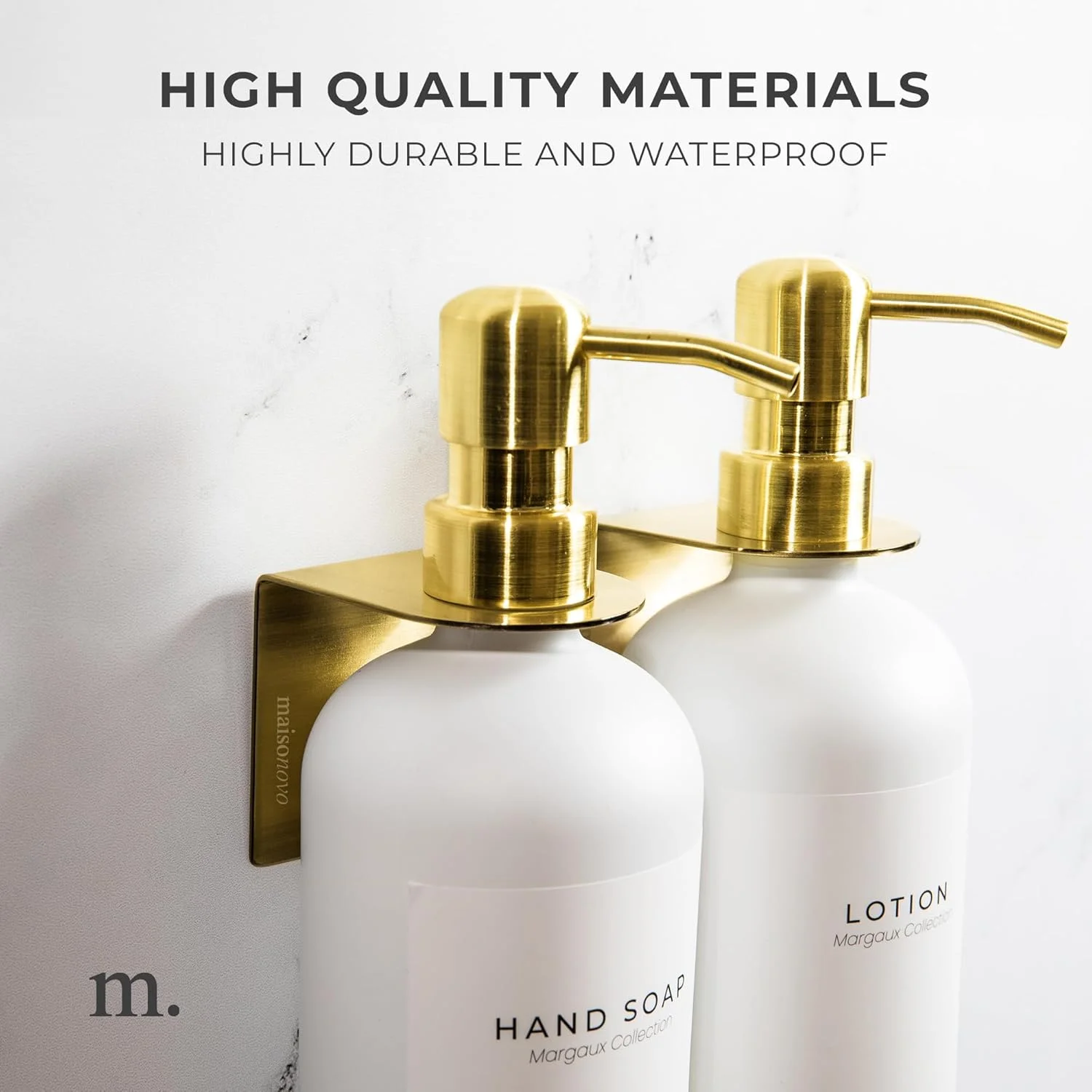 نگهدارنده چسبی بطری مایع ظرفشویی MaisoNovo | نگهدارنده بطری شامپو بدون نیاز به سوراخ کاری | ست 2 عددی - طلایی