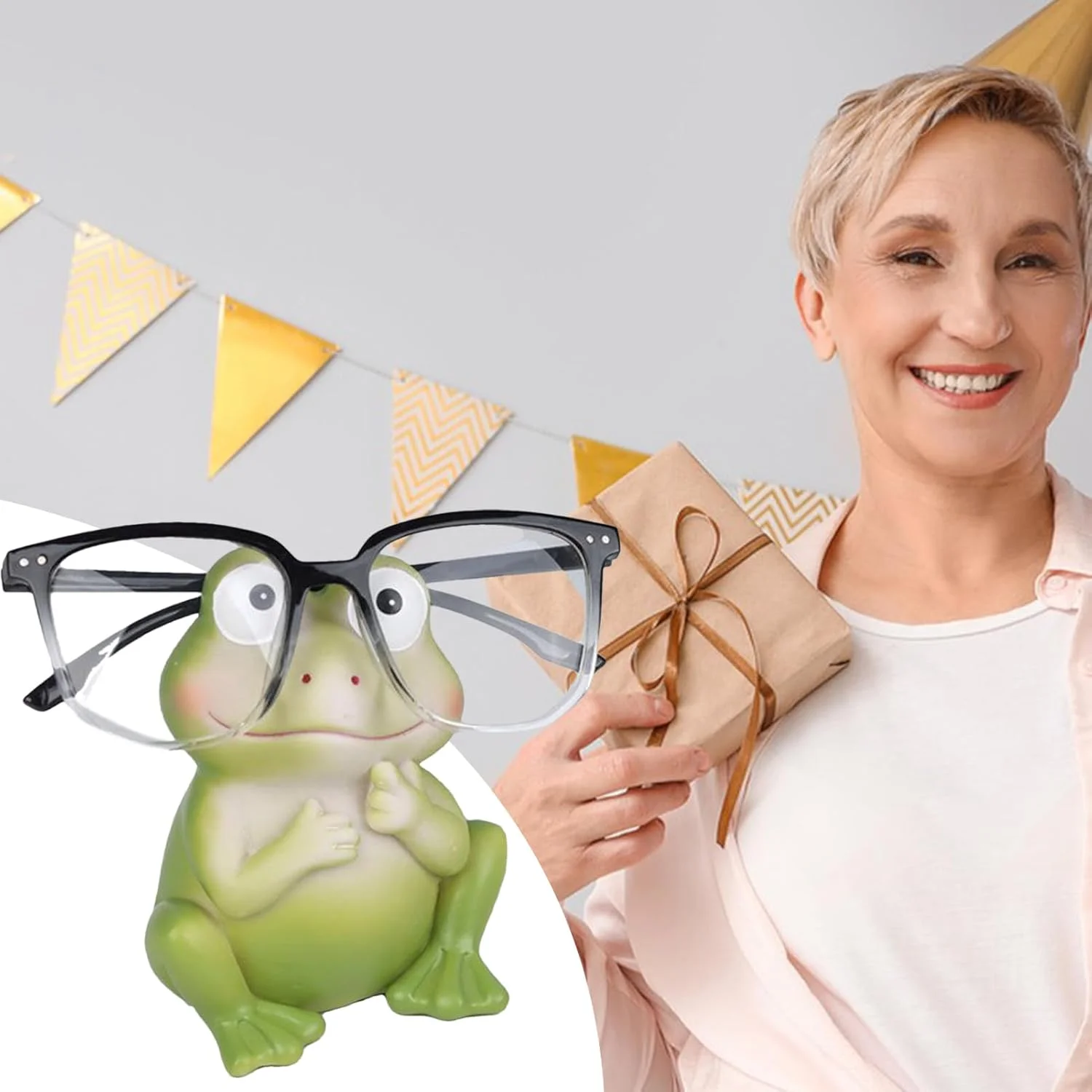 نگهدارنده عینک رومیزی فانتزی - استند نمایش عینک | مجسمه تزئینی حیوانات، استند نمایش عینک رومیزی طرح قورباغه برای میز اتاق خواب