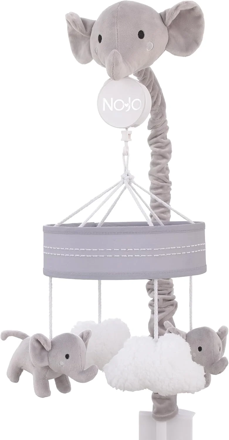 آویز موزیکال فیل پولیشی NoJo با ابرهای پفی خاکستری و سفید