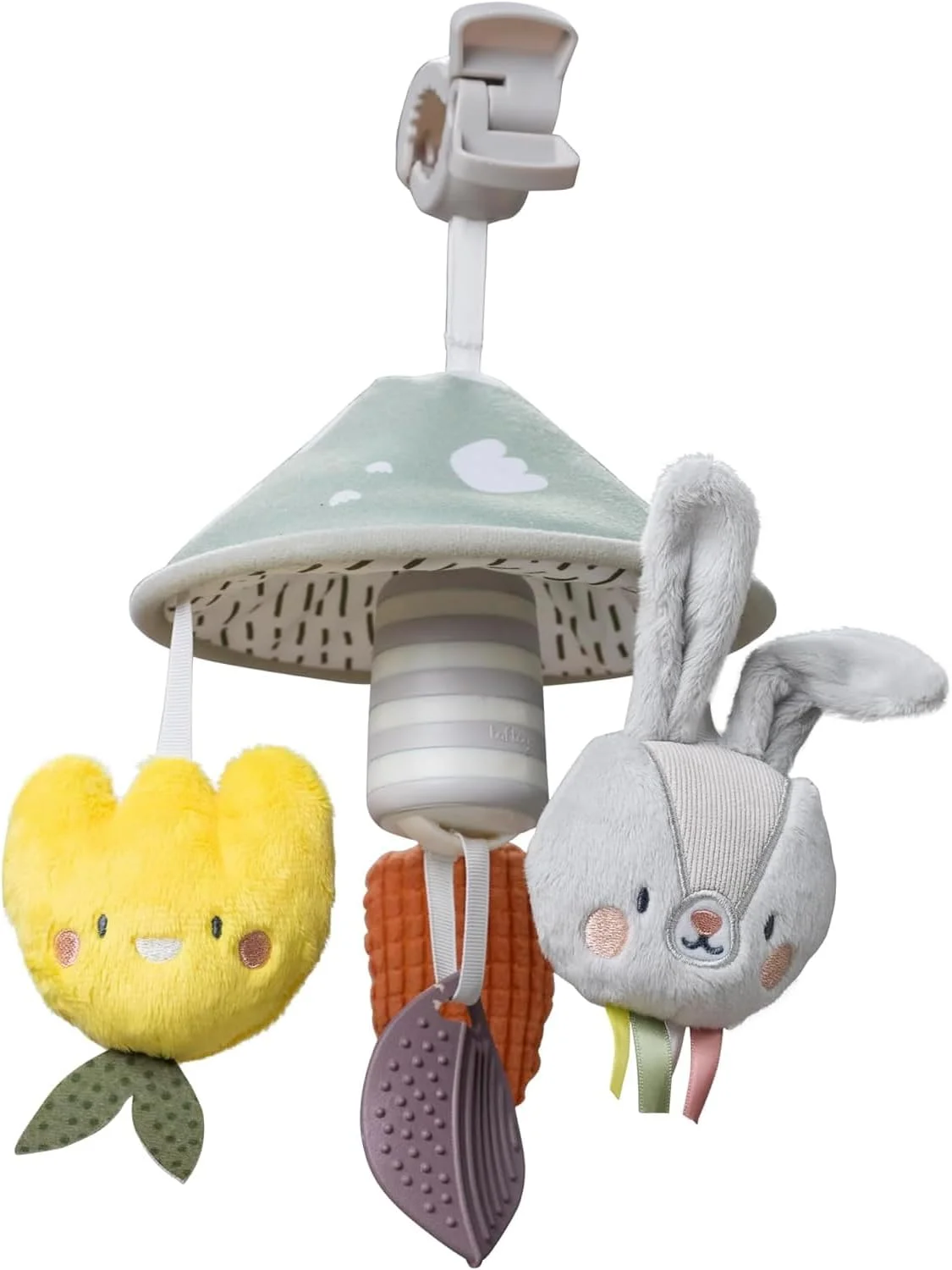 آویز تخت کودک تاف تویز - آویز کالسکه کودک رنگارنگ و تعاملی با زنگ های بادی، دندان گیر و عروسک های آویز - سبک وزن، نصب آسان، اسباب بازی رشدی برای حواس و مهارت های حرکتی کودک