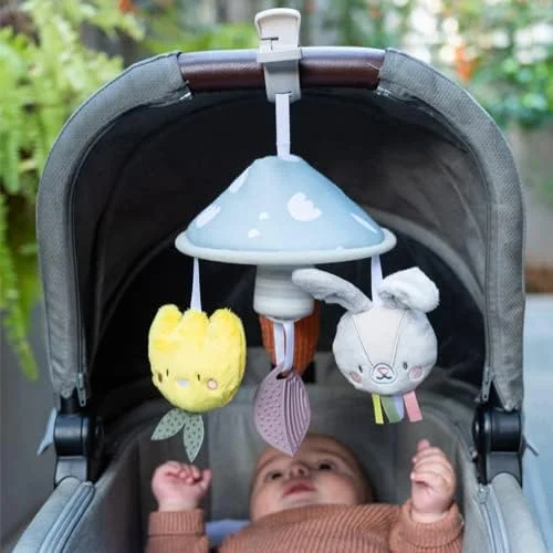 آویز تخت کودک تاف تویز - آویز کالسکه کودک رنگارنگ و تعاملی با زنگ های بادی، دندان گیر و عروسک های آویز - سبک وزن، نصب آسان، اسباب بازی رشدی برای حواس و مهارت های حرکتی کودک