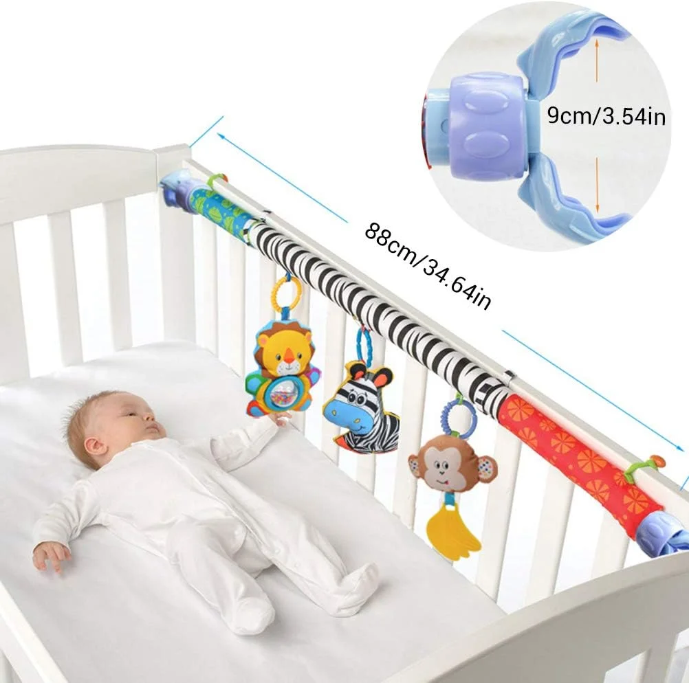 آویز تخت نوزاد کیانسو، اسباب بازی جغجغه ای آویز حیوانات پولیشی برای تخت نوزاد، کالسکه، ماشین (رنگی)
