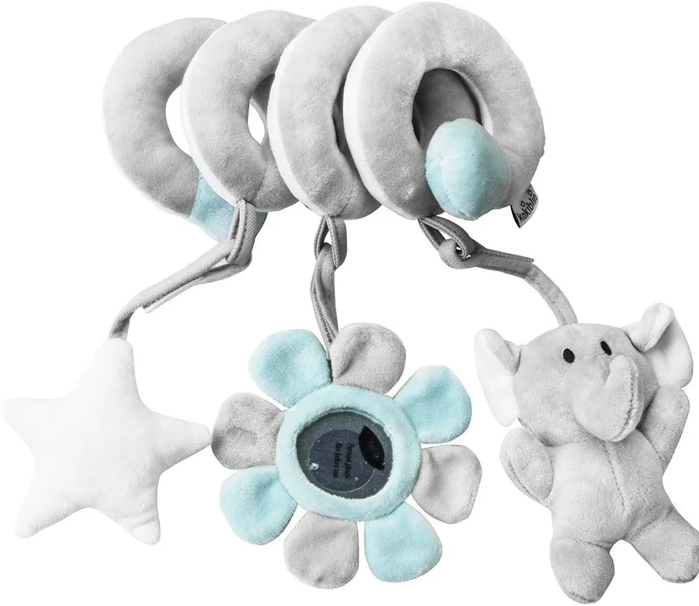 آویزهای اسباب بازی برای صندلی ماشین، تخت نوزاد، موبایل، اسباب بازی های مارپیچی پولیشی نوزاد برای تخت خواب، کالسکه، میله صندلی ماشین (فیل)