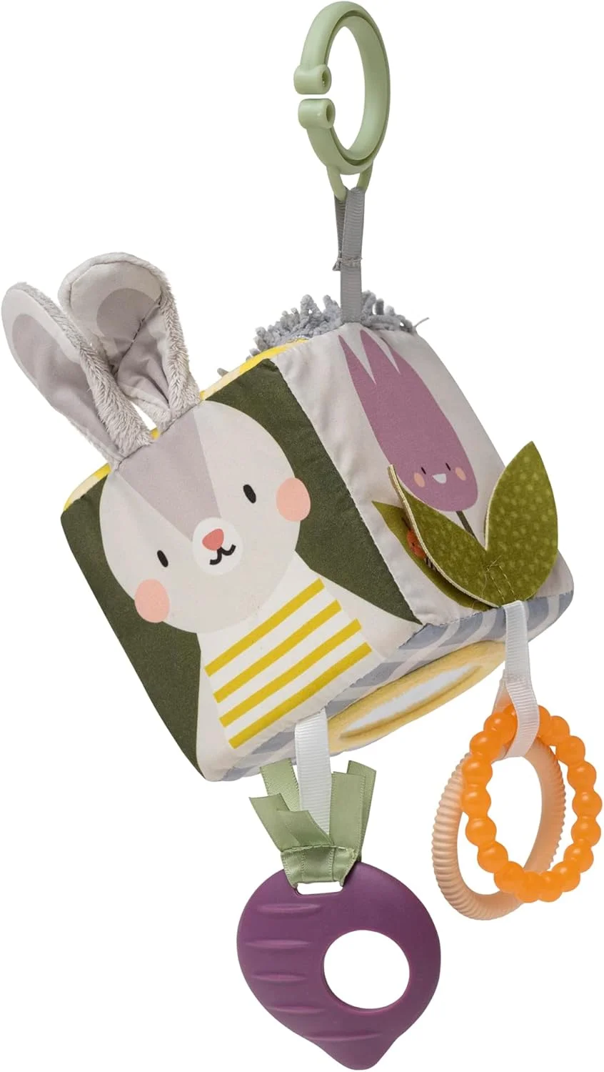 مکعب فعالیت باغ شهری تاف تویز، اسباب بازی حسی آویز نوزاد. شامل دندان گیر، آینه ایمن کودک، دسته بالشتکی، زنگ صدادار. گیره برای تخت نوزاد، کالسکه یا صندلی ماشین. مناسب برای پسران و دختران 0 ماه به بالا