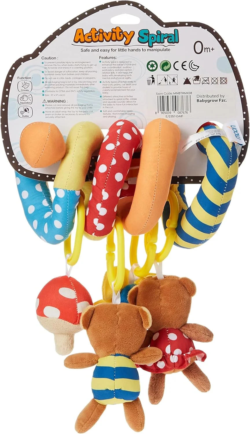 آویز فنری فعالیت ماه با اسباب بازی حیوانات برای تخت نوزاد، کالسکه و صندلی ماشین، مناسب از 0 ماهگی به بالا