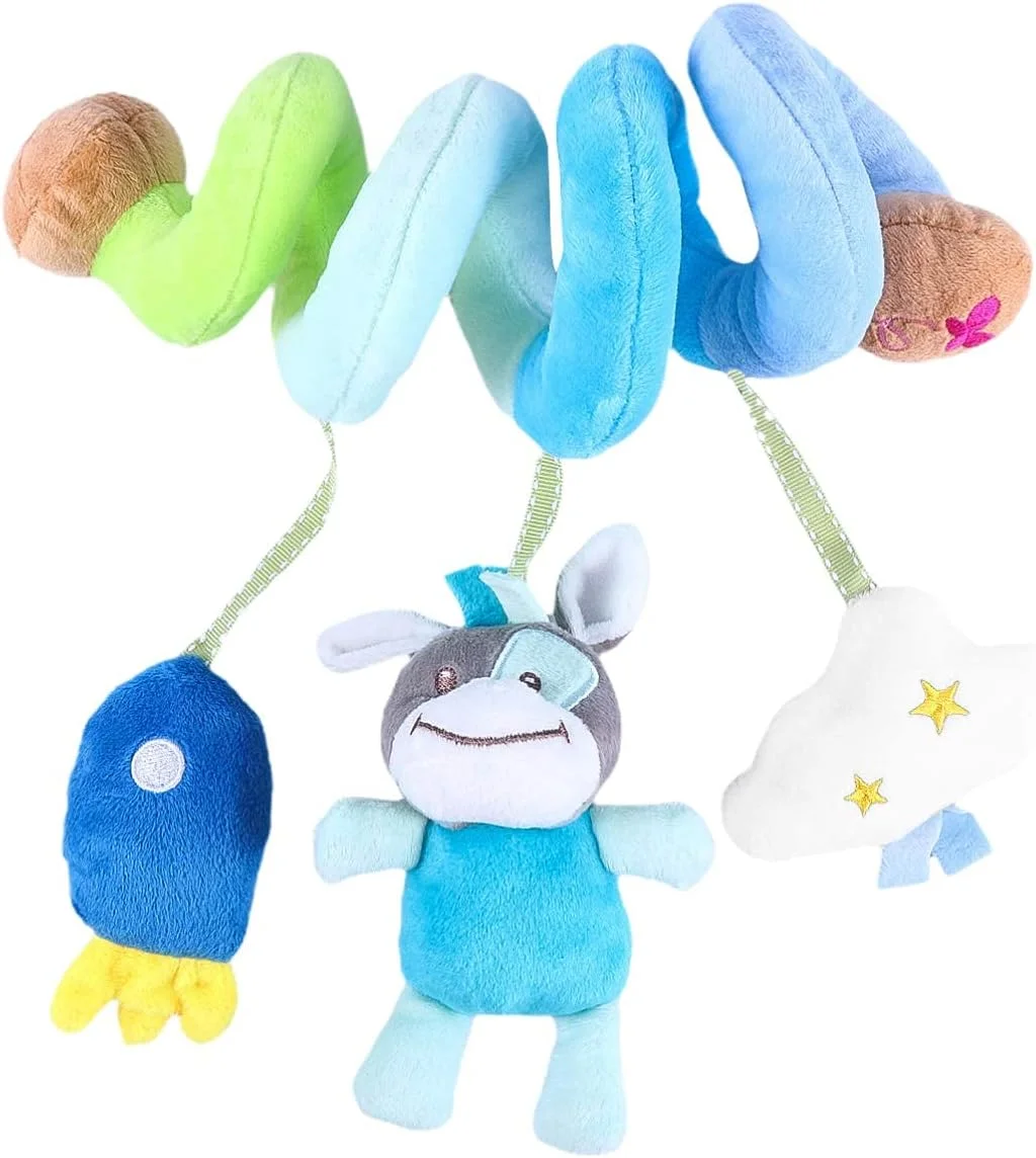 اسباب بازی مارپیچ کودک، اسباب بازی تخت نوزاد حیوانات پولیشی، اسباب بازی های نوزاد برای کودکان، تخت گهواره، کالسکه، میله صندلی ماشین، اسباب بازی آویز با زنگ