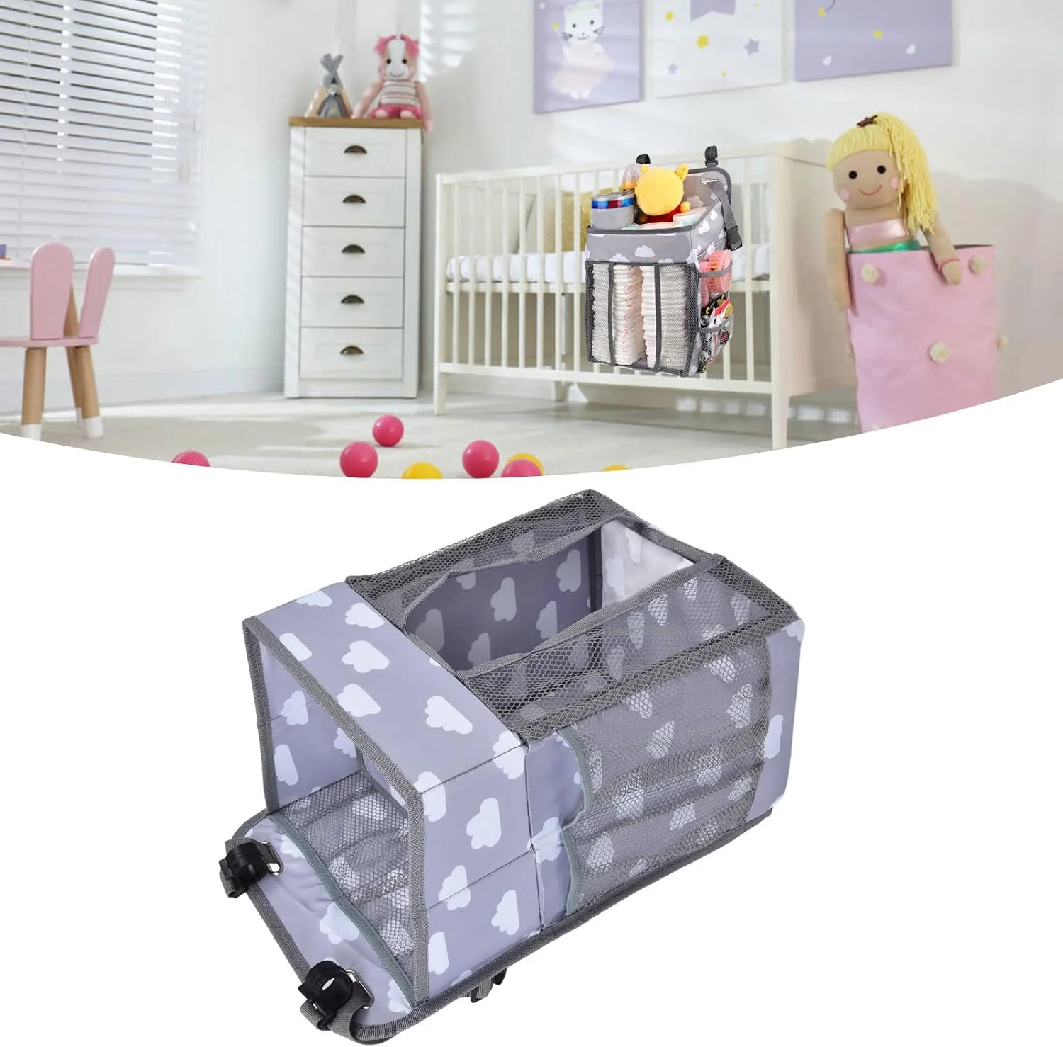 کیف آویز نگهداری JEOZBM، سبد آویز پنبه ای تخت نوزاد، سبد آویز برای اسباب بازی، لوازم جانبی پارچه ای اتاق کودک