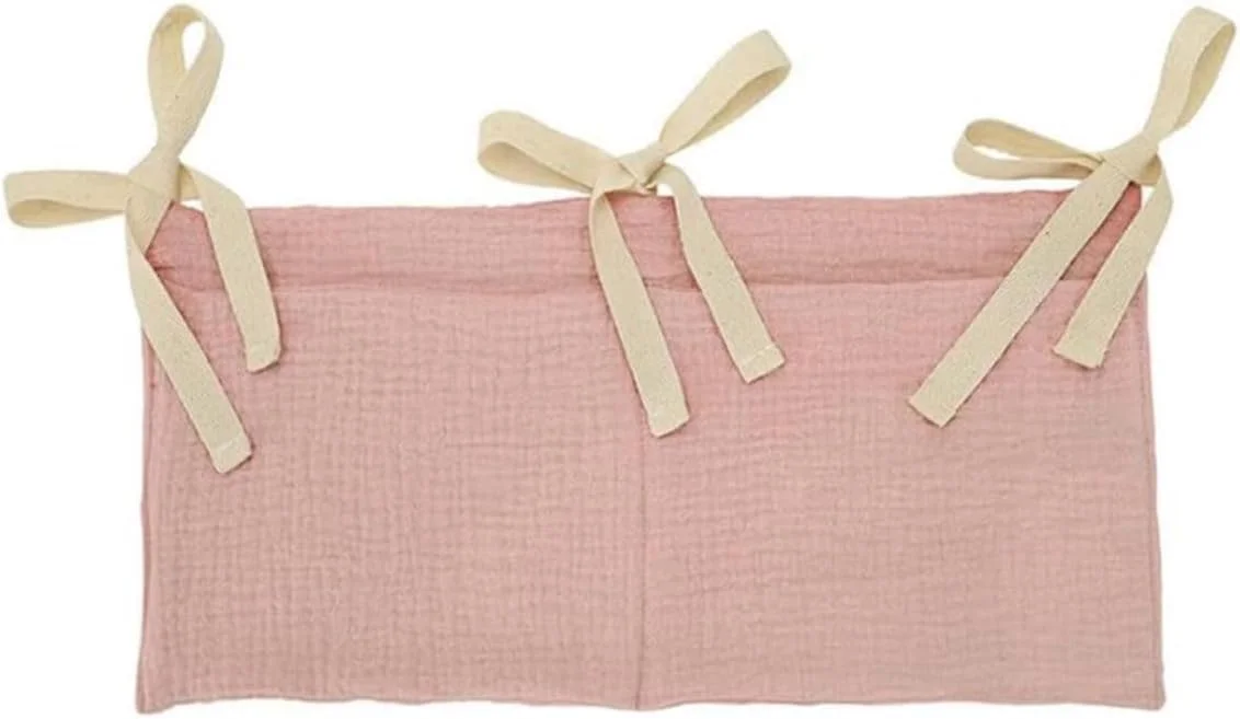 ارگانایزر تخت نوزاد، ارگانایزر میز تعویض، ارگانایزر تخت نوزاد با جیب های دوتایی، جای پوشک نوزاد، ارگانایزر آویز لباس، کیف نگهداری تخت نوزاد برای پوشک، اسباب بازی، لباس (صورتی)