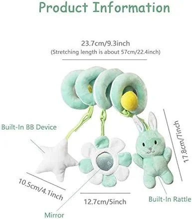 آویز اسباب بازی برای صندلی ماشین، تخت نوزاد، موبایل، اسباب بازی های مارپیچ پولیشی نوزاد برای تخت خواب، کالسکه، میله صندلی ماشین (خرس)