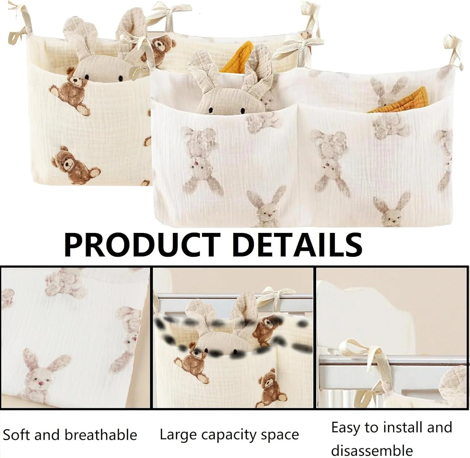 ارگانایزر تخت نوزاد، ارگانایزر اتاق نوزاد، ارگانایزر آویز تخت نوزاد، ارگانایزر آویز اتاق نوزاد، کیف تخت، کیف اسباب بازی، ارگانایزر کنار تخت نوزاد برای لوازم جانبی تخت نوزاد