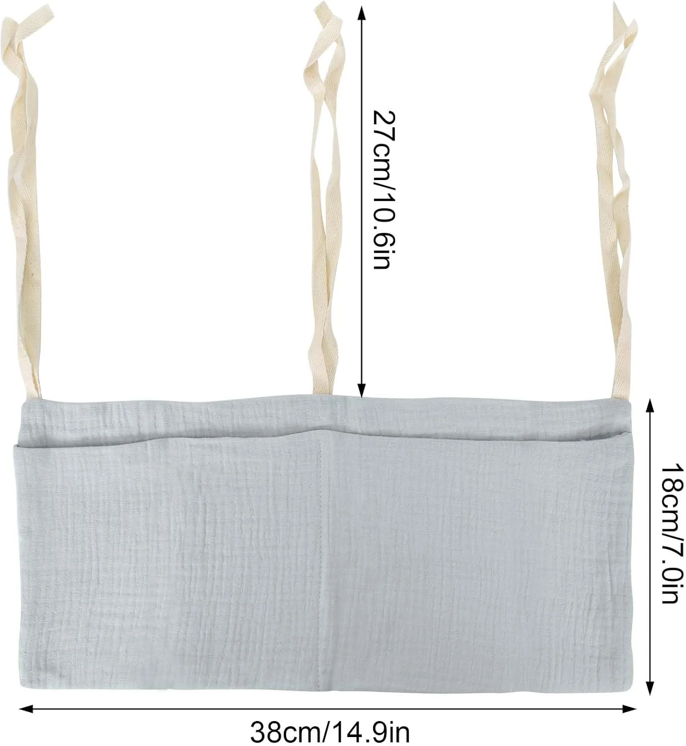 ارگانایزر تخت نوزاد، ارگانایزر آویز تخت خواب کودک با 2 جیب، کیف کنار تخت نوزاد، کیف اسباب بازی، کیف های ذخیره سازی برای تخت، برای پوشک، لباس، اسباب بازی (خاکستری)