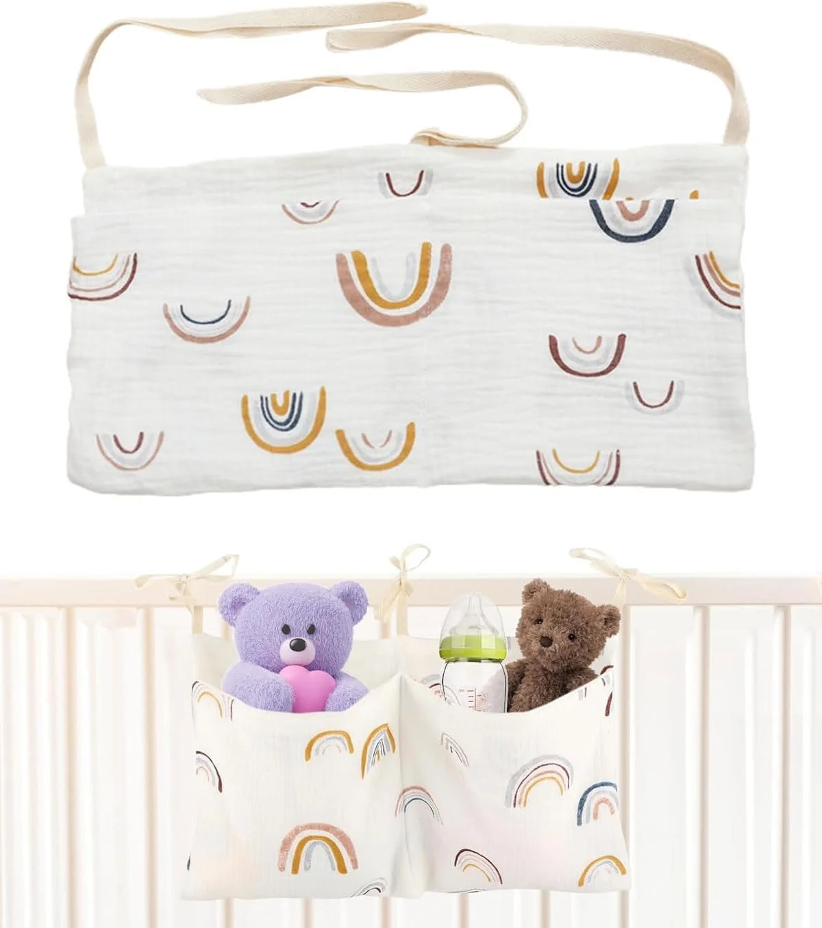 ۱ عدد کیف نگهداری آویز تخت نوزاد چند منظوره، سبک وزن، دارای تهویه، دو جیب با ظرفیت زیاد، مناسب برای اسباب بازی، پوشک و سایر وسایل