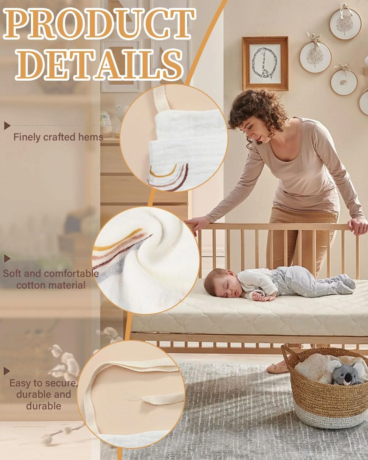 ۱ عدد کیف نگهداری آویز تخت نوزاد چند منظوره، سبک وزن، دارای تهویه، دو جیب با ظرفیت زیاد، مناسب برای اسباب بازی، پوشک و سایر وسایل