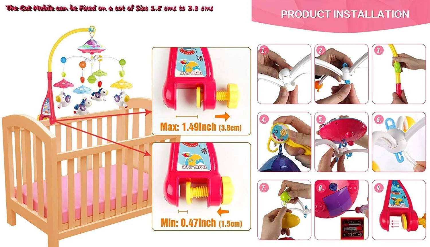 تخت نوزاد با کنترل از راه دور، گهواره موزیکال با قابلیت چرخش و پخش نور، 100% ایمن و غیر سمی