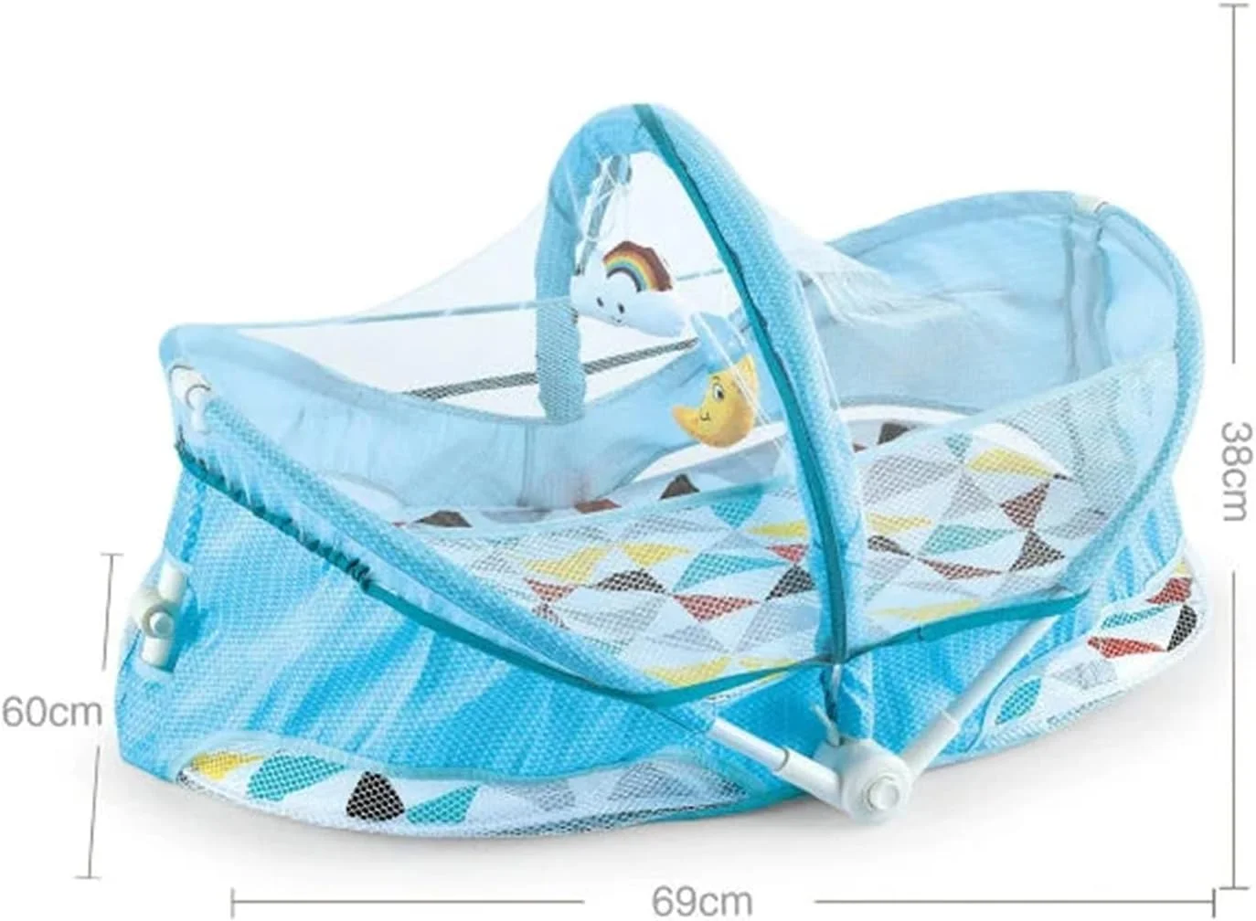 تخت نوزاد با پشه بند - لانه خواب تاشو و قابل حمل برای نوزاد، مناسب سفر و استفاده در منزل - گهواره نرم با سایبان و آویزهای اسباب بازی، تخت خواب توری تنفسی