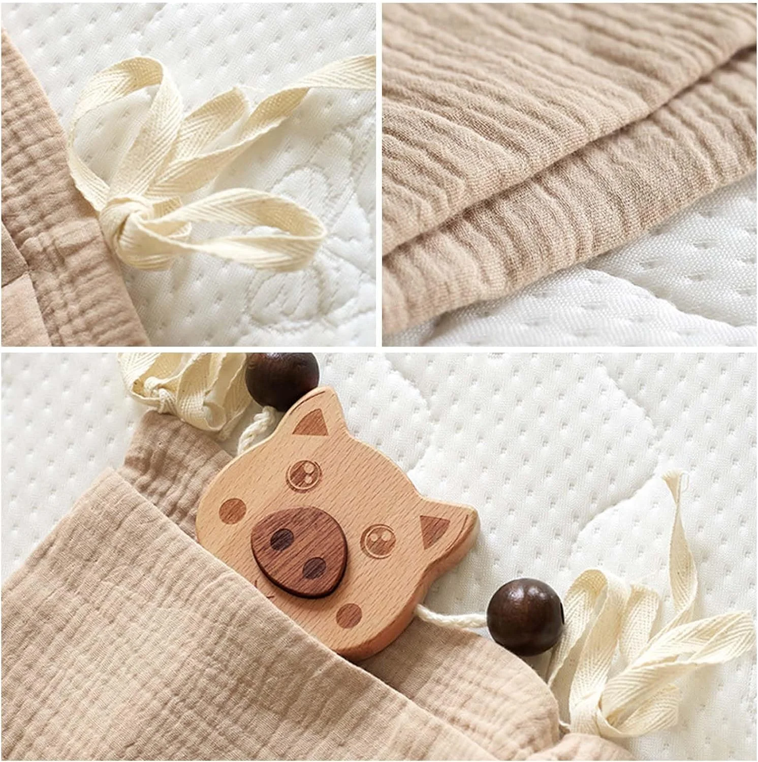 کیف نگهداری کنار تخت کودک، کیف آویز، سازمان دهنده لوازم کودک، کیف آویز کنار تخت کودک با 2 جیب، برای نگهداری لباس، پوشک، اسباب بازی