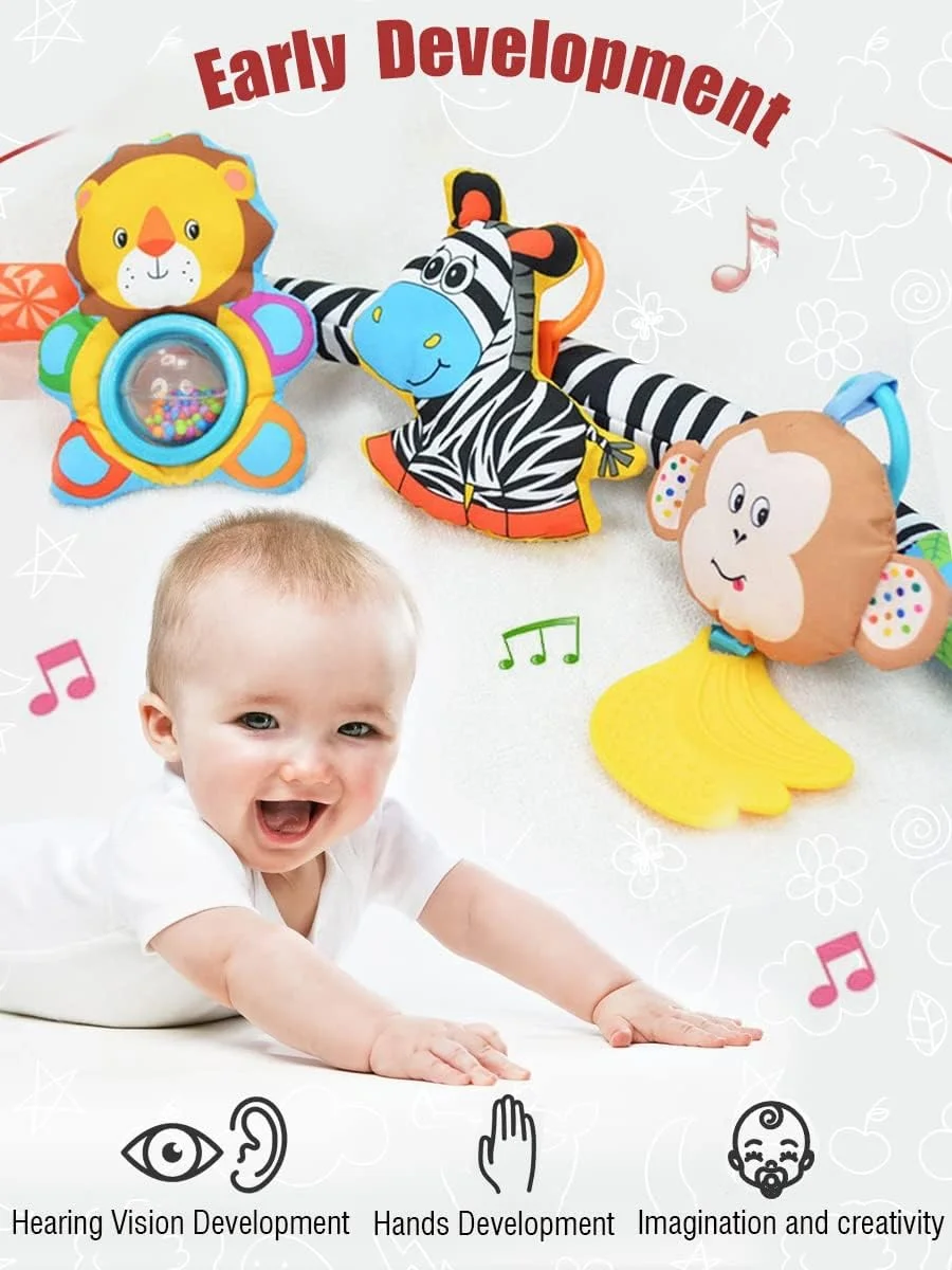 آویز اسباب بازی تخت نوزاد پاو1هامی1تون، اسباب بازی صندلی ماشین، میله/موبایل اسباب بازی جامپر برای گهواره، اسباب بازی های آویز قابل تنظیم مناسب برای تخت نوزاد، کالسکه، صندلی ماشین، صندلی غذاخوری. S-19 (گورخر)