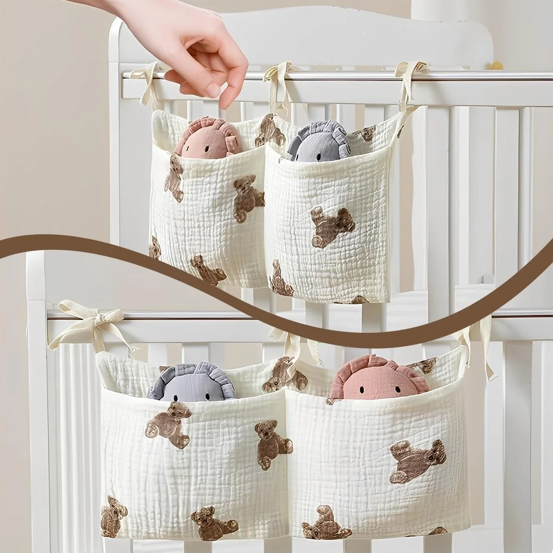 دو عدد ارگانایزر آویز تخت نوزاد، ارگانایزر قابل تنظیم تخت نوزاد برای پوشک، لباس و اسباب بازی، کیف آویز تخت نوزاد دو عدد ارگانایزر آویز تخت نوزاد، ارگانایزر قابل تنظیم تخت نوزاد برای پوشک، لباس و اسباب بازی، کیف آویز تخت نوزاد