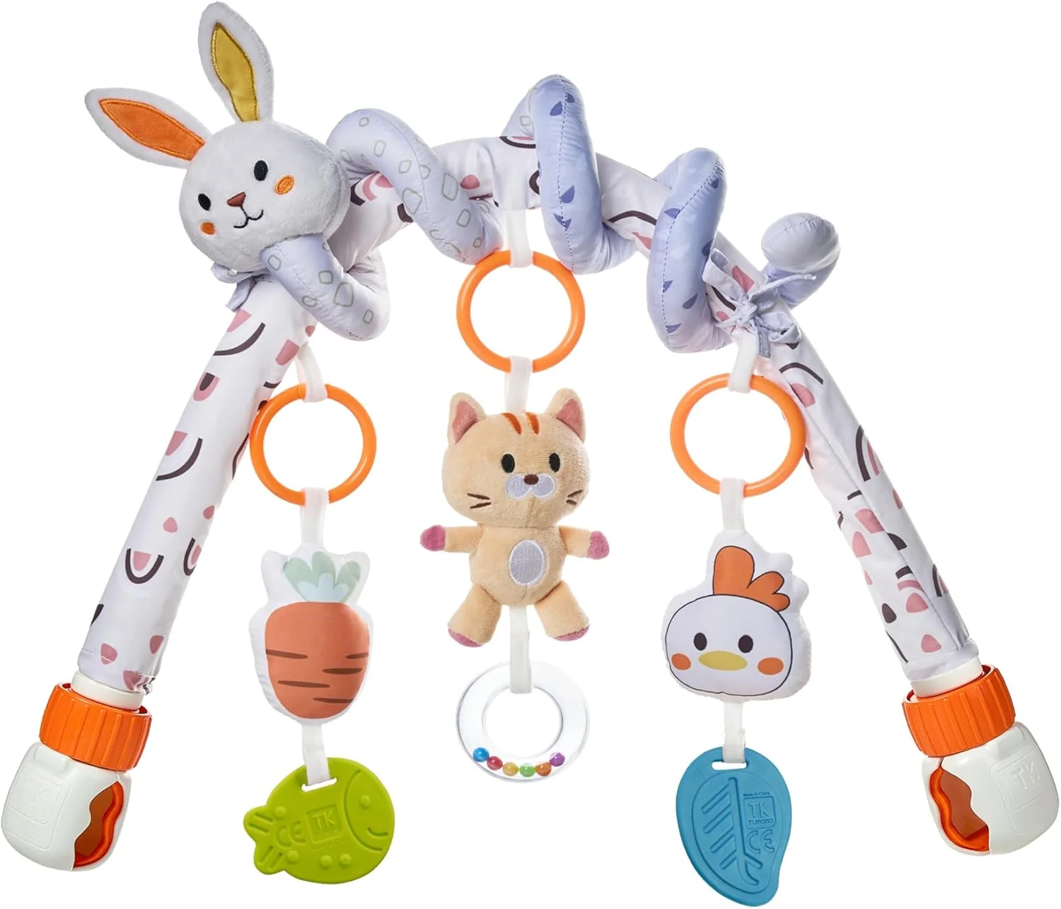 اسباب بازی مارپیچ صندلی ماشین توماما 2 در 1 مناسب نوزادان 0-6 ماهه، اسباب بازی کالسکه برای نوزاد 0-6 ماهه، اسباب بازی های آویز کمانی با گیره قابل تنظیم و جداشدنی، اسباب بازی های فعالیت حسی مسافرتی برای تخت نوزاد و گهواره