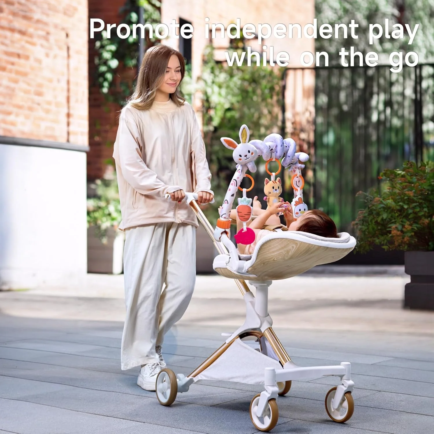 اسباب بازی مارپیچ صندلی ماشین توماما 2 در 1 مناسب نوزادان 0-6 ماهه، اسباب بازی کالسکه برای نوزاد 0-6 ماهه، اسباب بازی های آویز کمانی با گیره قابل تنظیم و جداشدنی، اسباب بازی های فعالیت حسی مسافرتی برای تخت نوزاد و گهواره