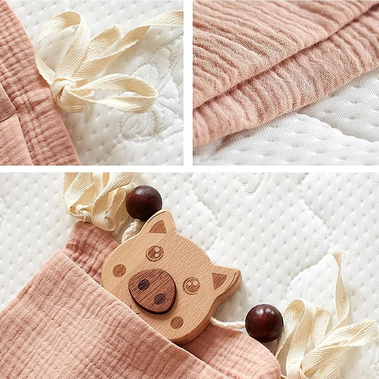 کیف آویز کنار تخت نوزاد BIGTHREE، کیف نظم دهنده تخت خوابگاهی، کیف نظم دهنده تخت نوزاد 2 در 1، آویز کنار تخت، مناسب برای نگهداری اسباب بازی های کودکان، پوشک، پستانک (صورتی)