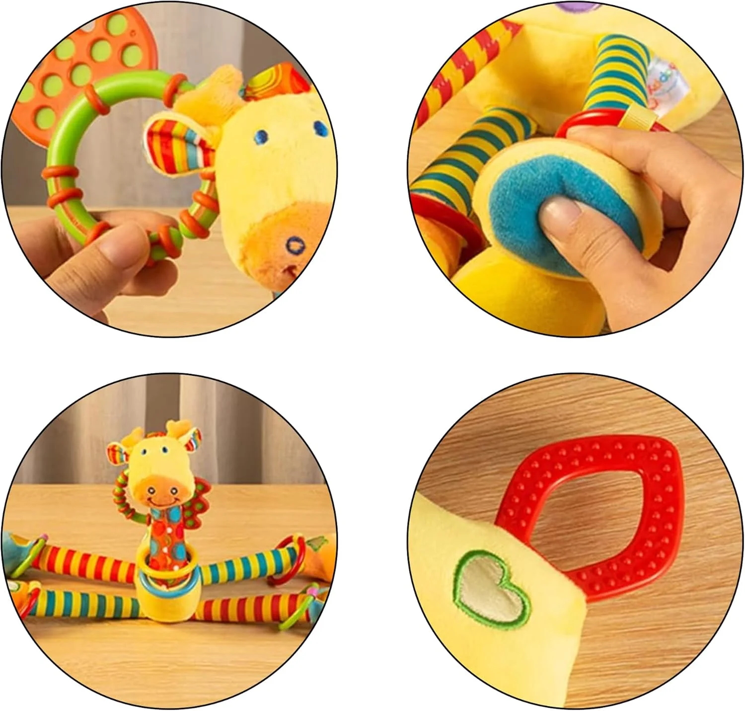 آویز صندلی ماشین کودک طرح زرافه با گیره C، اسباب بازی کریکلی برای نوزادان 0، 3، 6، 9، 12 ماهه - هدیه برای نوزادان دختر و پسر