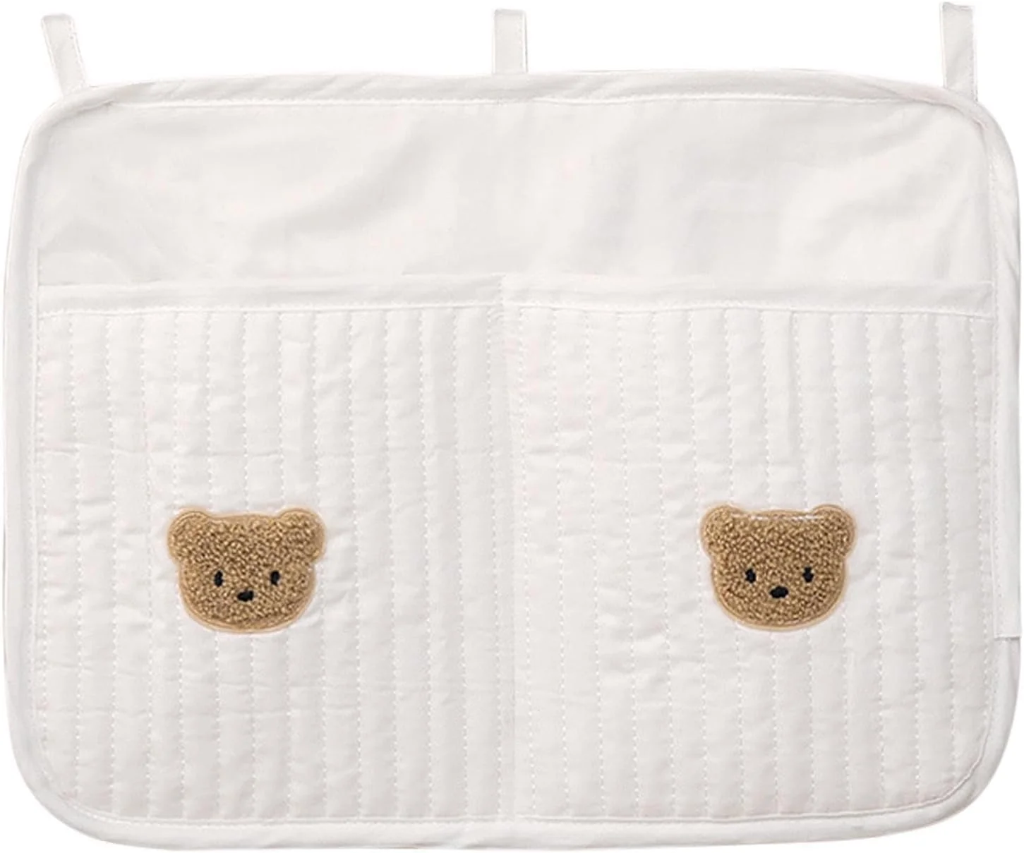 کیف آویز کنار تخت کودک، روکش سازماندهی پنبه‌ای لحافی برای اسباب بازی، پوشک، شیشه شیر، جیب آویز نگهداری کالسکه کودک در فضای باز