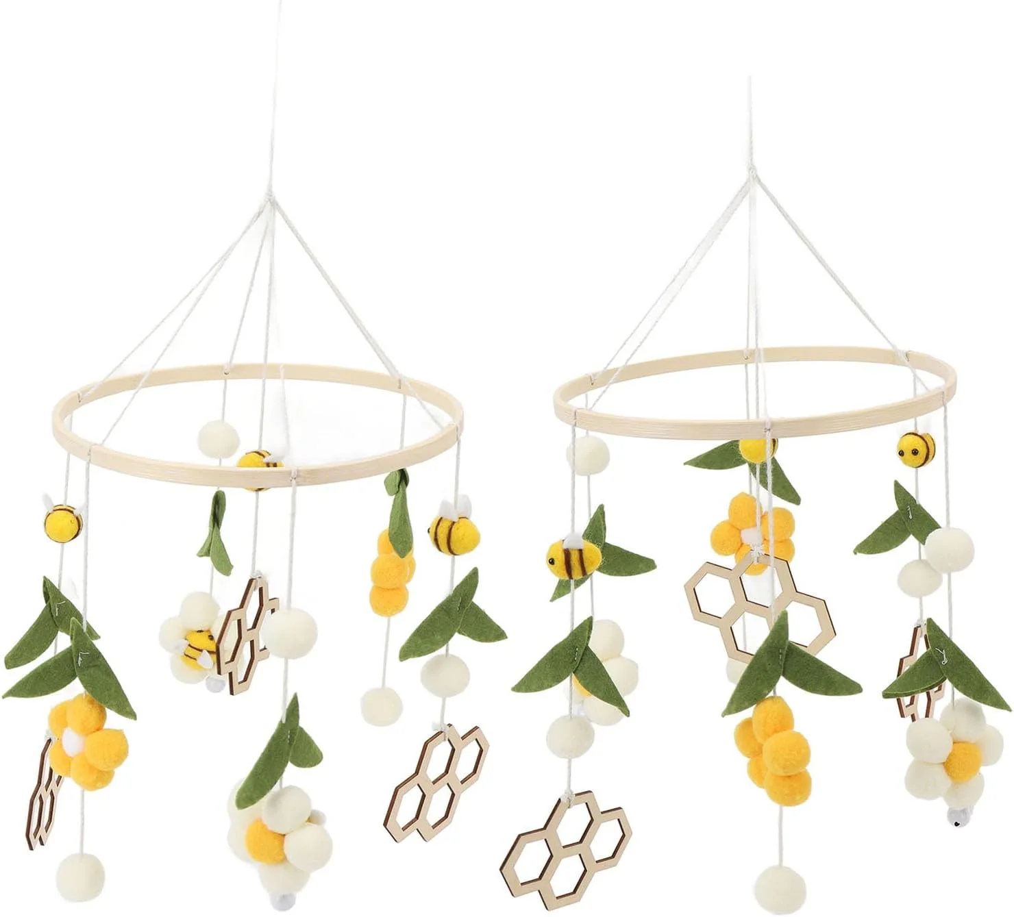 آویز تخت نوزاد سریلیا طرح زنبور، اسباب بازی آویز تخت کودک، دکوراسیون اتاق کودک طرح زنبور و گل، اسباب بازی آرامش بخش، آویز تزئینی نرم