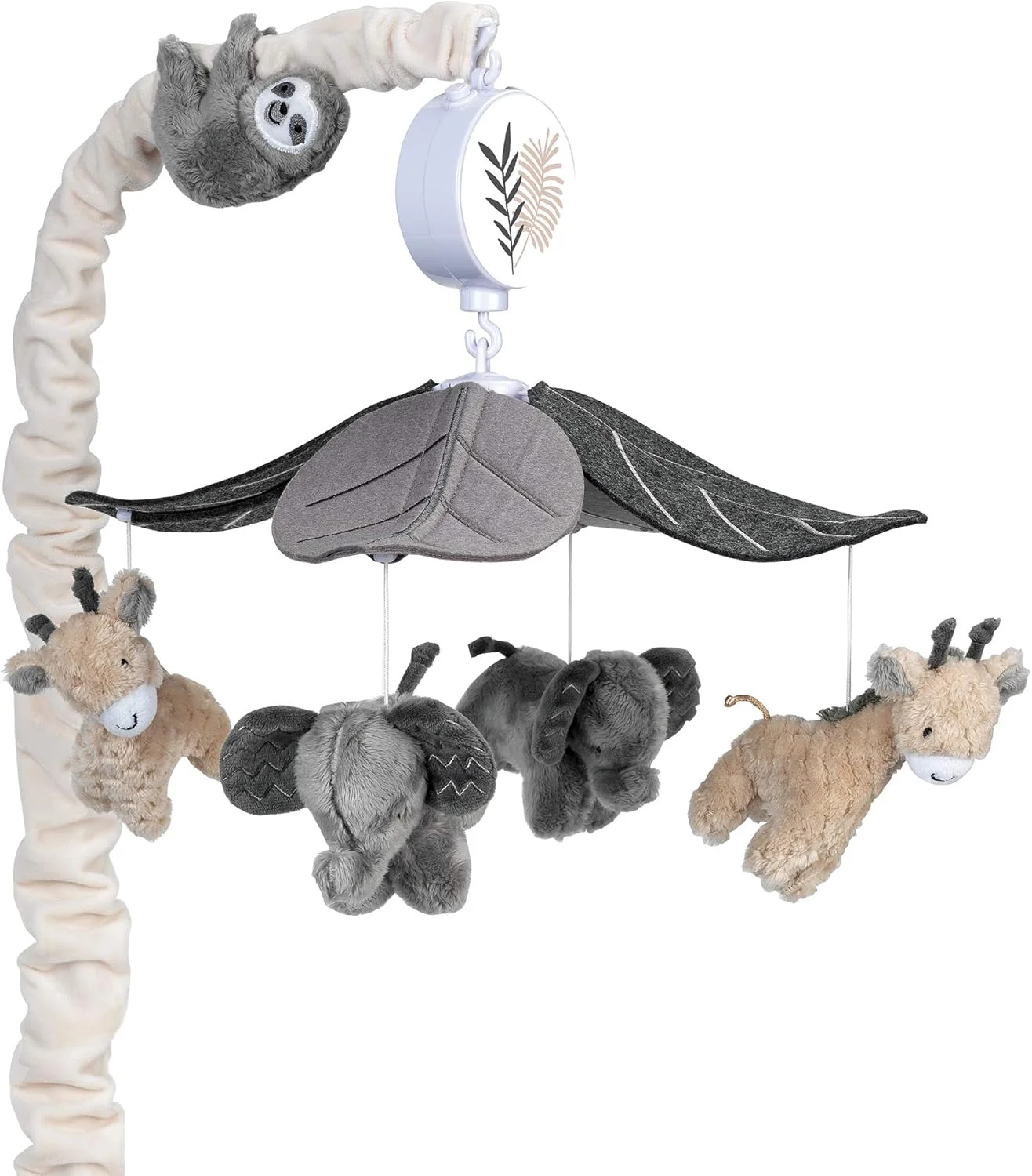 آویز موزیکال تخت نوزاد طرح حیوانات جنگل Lambs & Ivy، خاکستری/قهوه ای