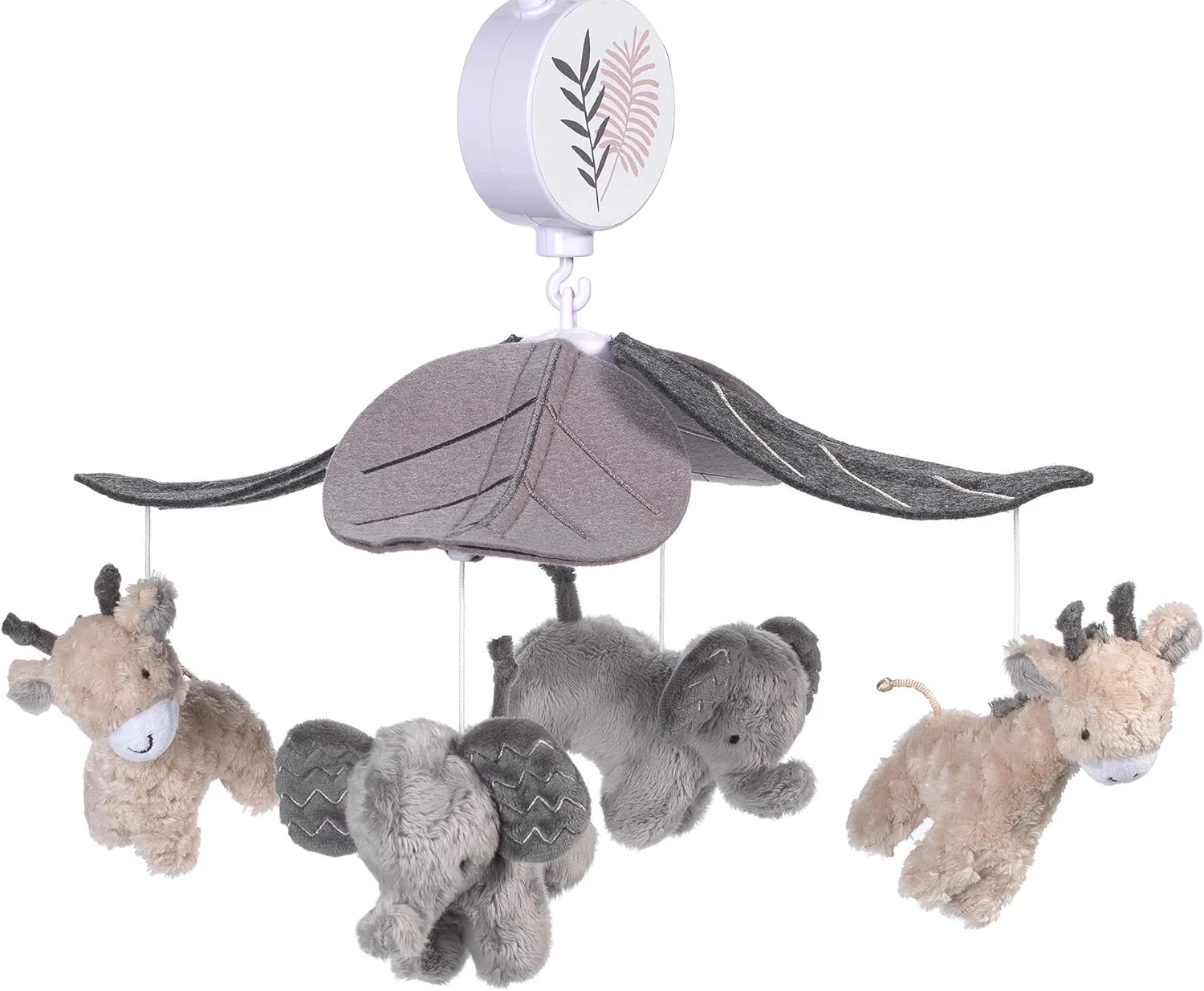 آویز موزیکال تخت نوزاد طرح حیوانات جنگل Lambs & Ivy، خاکستری/قهوه ای