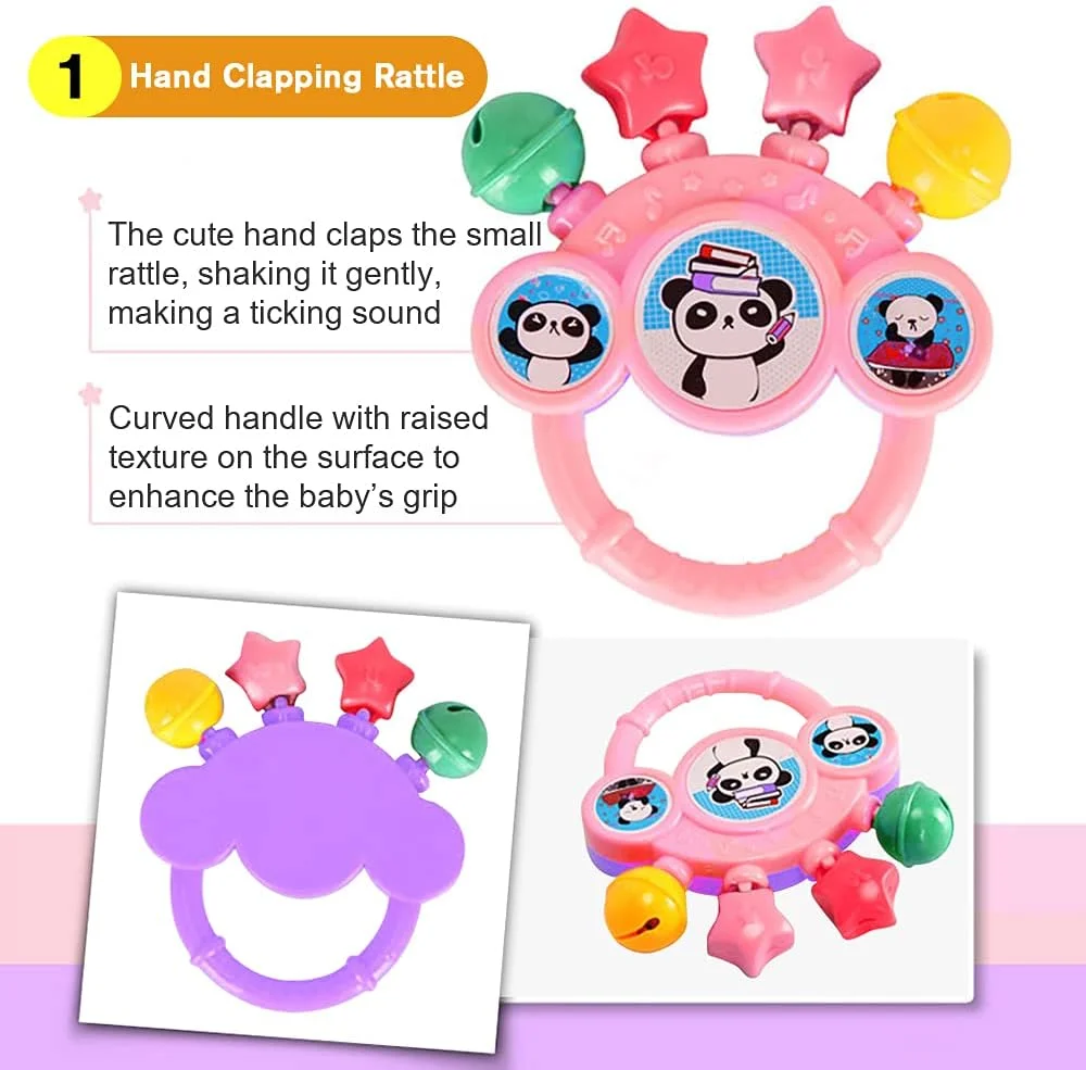 M&J&DELEE جغجغه رنگی کودک، ست جغجغه آویز کودک برای آموزش اولیه، اسباب بازی لرزان، چرخشی و گرفتنی برای نوزاد، کودک، پسر و دختر