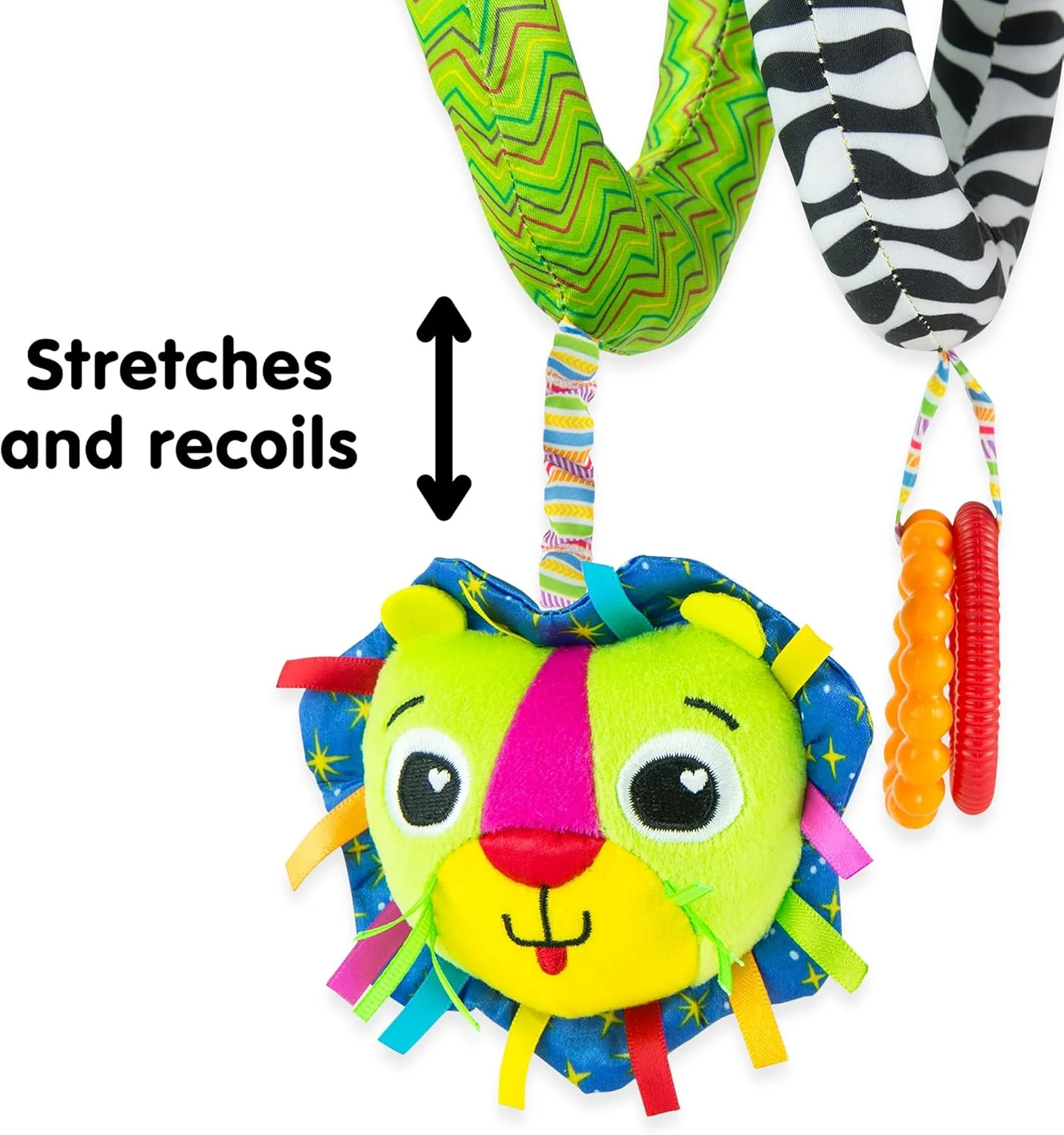 اسباب بازی فنری فعالیت Lamaze - اسباب بازی دورپیچ کالسکه با آویزهای شخصیت دار، صداهای خش خش و دندان گیر - بازی حسی 0+ ماه