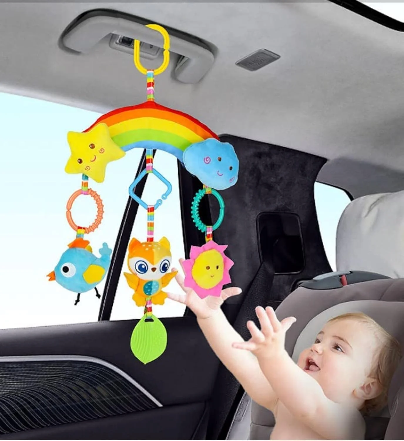 اسباب بازی های کالسکه و صندلی ماشین برای نوزادان 0-6 ماهه، اسباب بازی جغجغه آویز گیره دار برای تخت نوزاد، کالسکه، صندلی ماشین، اسباب بازی حسی پولیشی حیوانات، اسباب بازی آموزشی پولیشی حیوانات برای نوزاد تازه متولد شده