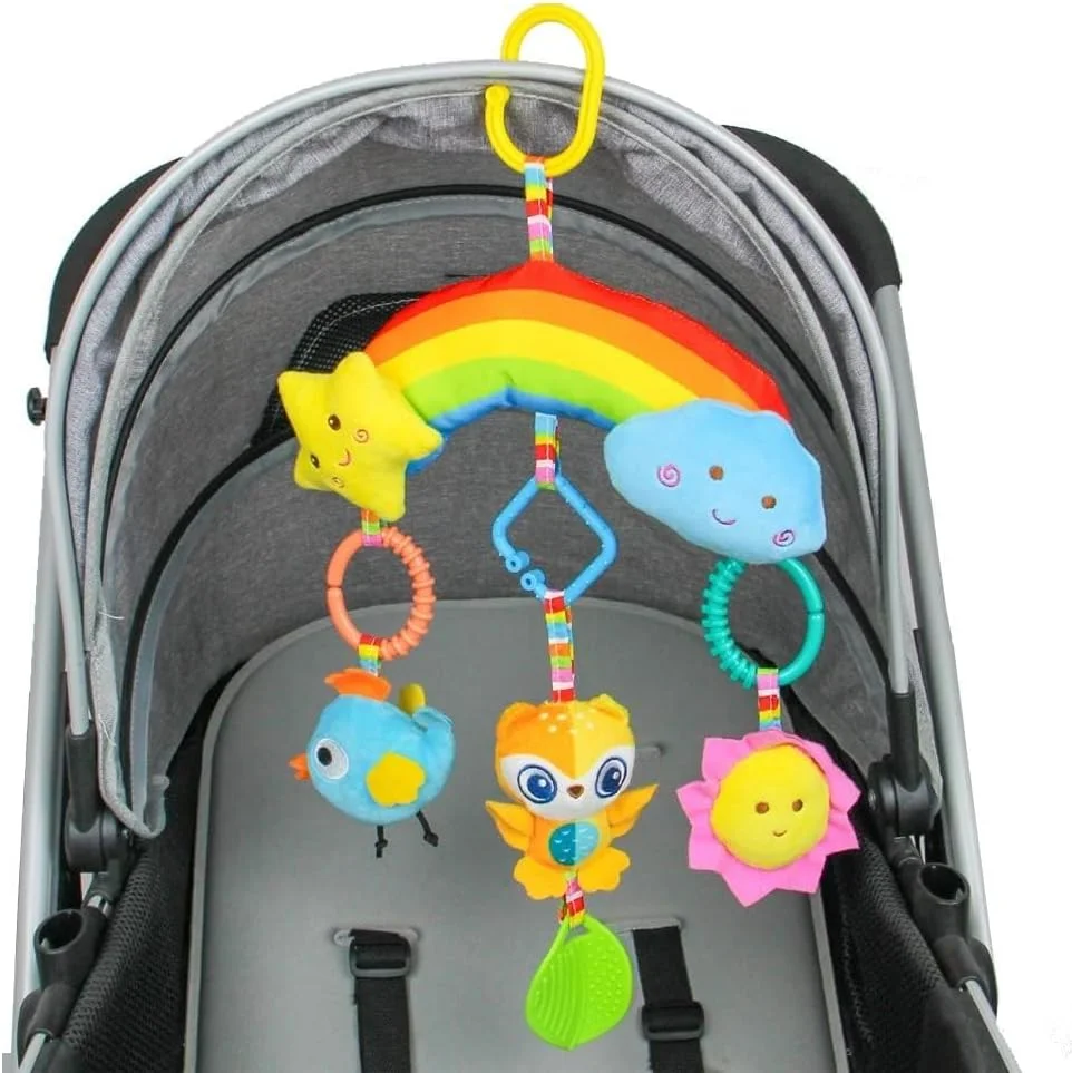 اسباب بازی های کالسکه و صندلی ماشین برای نوزادان 0-6 ماهه، اسباب بازی جغجغه آویز گیره دار برای تخت نوزاد، کالسکه، صندلی ماشین، اسباب بازی حسی پولیشی حیوانات، اسباب بازی آموزشی پولیشی حیوانات برای نوزاد تازه متولد شده