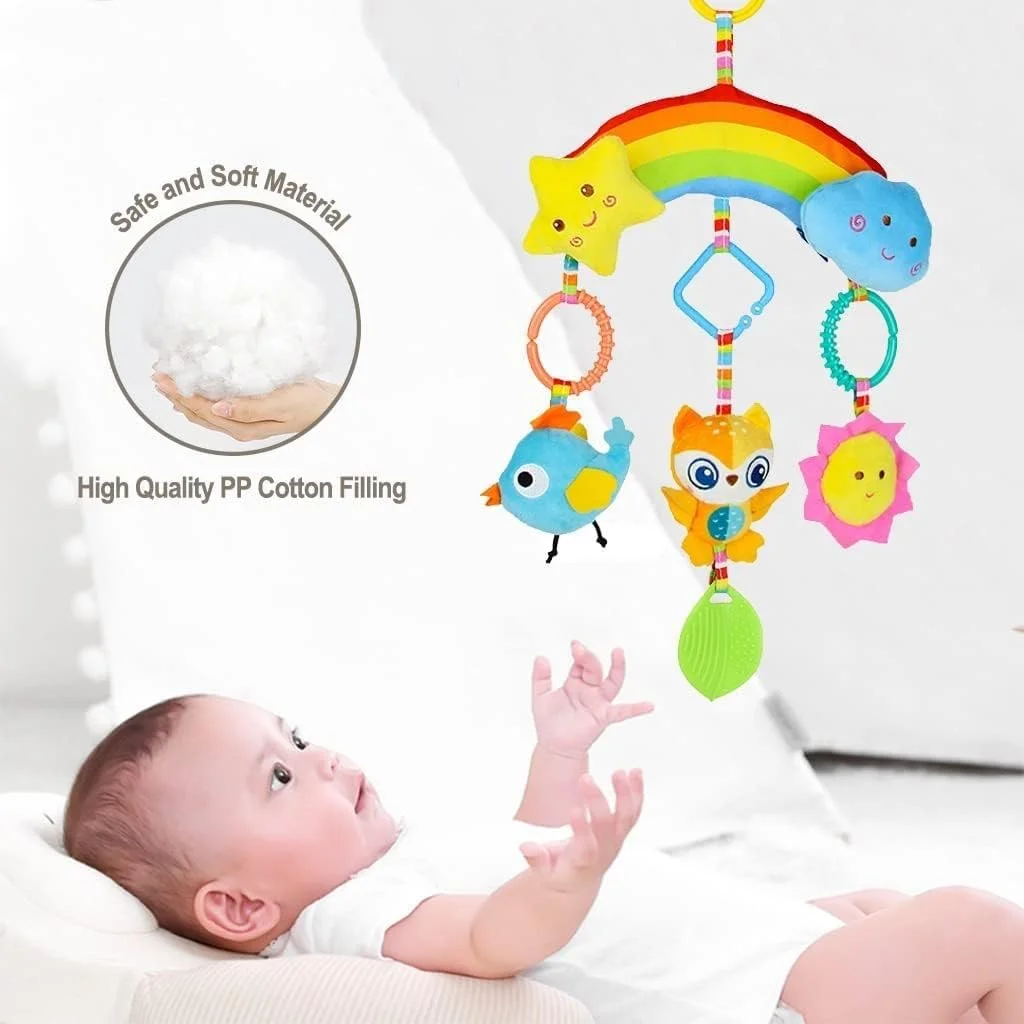 اسباب بازی های کالسکه و صندلی ماشین برای نوزادان 0-6 ماهه، اسباب بازی جغجغه آویز گیره دار برای تخت نوزاد، کالسکه، صندلی ماشین، اسباب بازی حسی پولیشی حیوانات، اسباب بازی آموزشی پولیشی حیوانات برای نوزاد تازه متولد شده