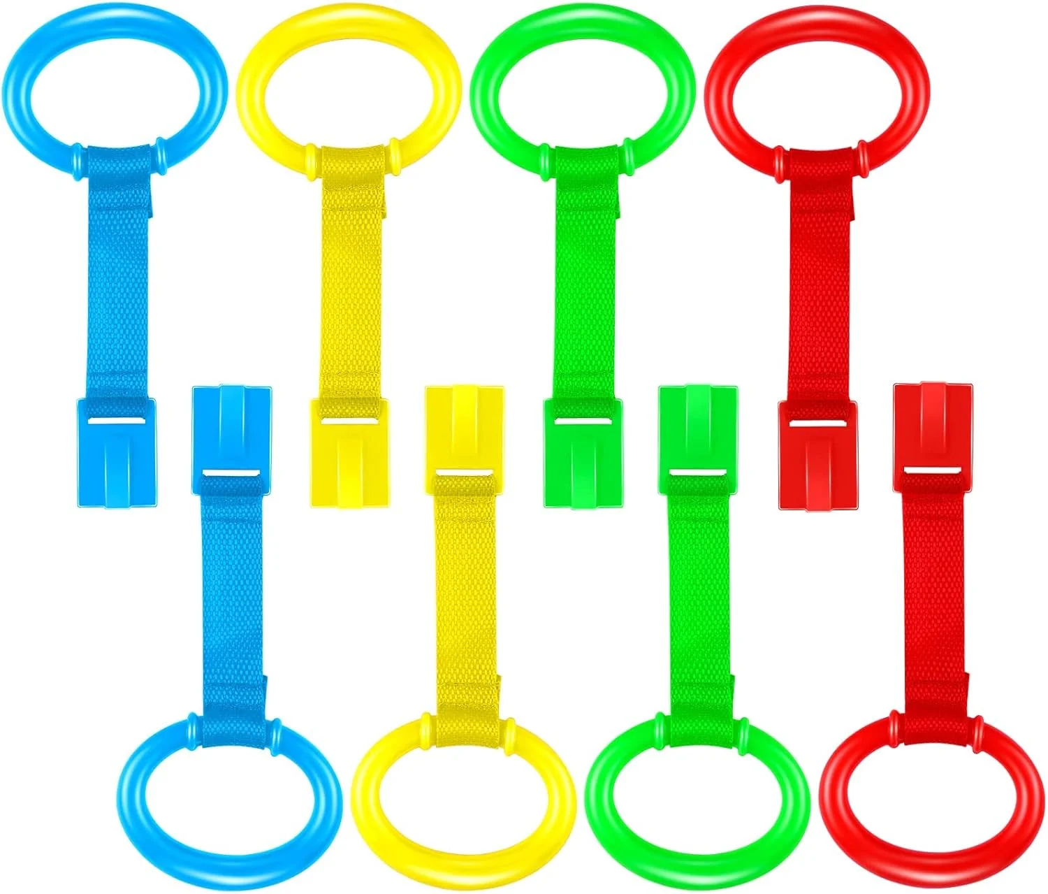 حلقه آویز تخت نوزاد برای کمک به تمرینات راه رفتن کودک، حلقه ایستادن تخت، حلقه آویز تخت برای پارک بازی، حلقه تخت کودک نوپا، 8 عدد