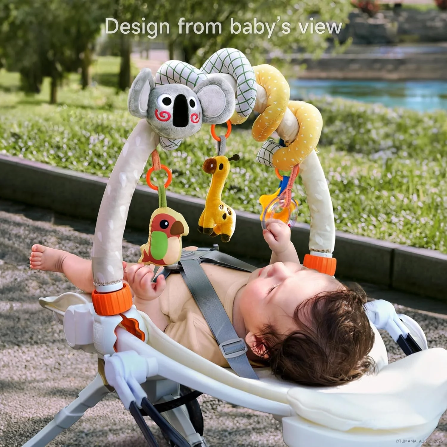 آویز بازی کالسکه کودک توماما، موبایل قابل حمل برای تخت نوزاد، لوازم جانبی کریر صندلی ماشین، آویز فعالیت مسافرتی برای نوزادان 0-12 ماه