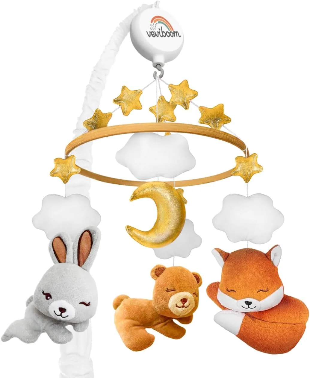 موبایل تخت نوزاد موزیکال برای دختران و پسران - آویز موزیکال تخت نوزاد، 35 آهنگ، کنترل صدا - موبایل های اتاق کودک برای نوزادان 0 تا 12 ماه (شیک)