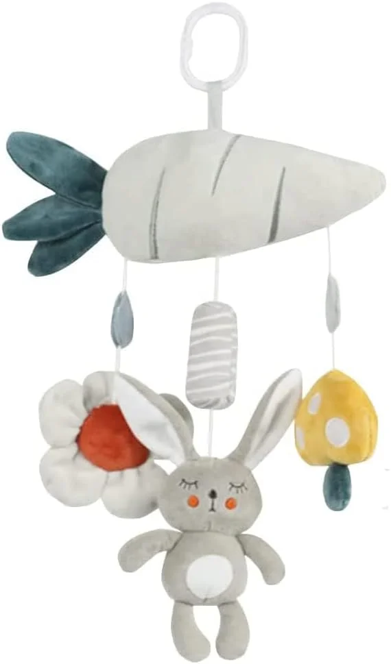 آویز جغجغه ای کودک، آویز بادی حیوانات پولیشی با صدای BB برای کالسکه، صندلی ماشین، تخت نوزاد و گهواره - اسباب بازی حسی برای نوزادان و کودکان نوپا - طرح خرگوش