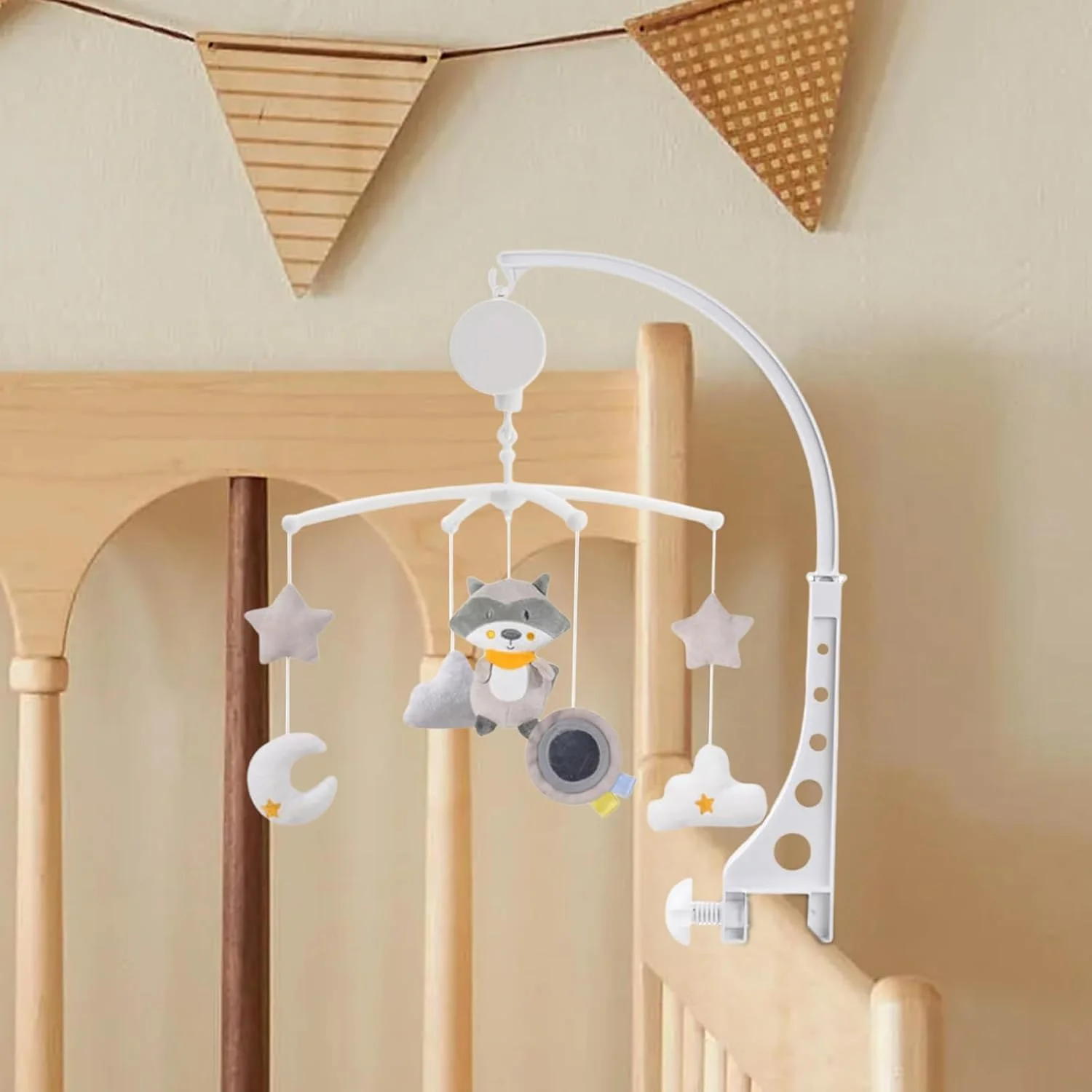 آویز بالای تخت نوزاد | آویز تخت نوزاد پسرانه دخترانه | اسباب بازی آرامش بخش گهواره با طرح حیوانات و صدای ملودیک برای کالسکه، اتاق بازی، اتاق خواب، خرید و مهد کودک