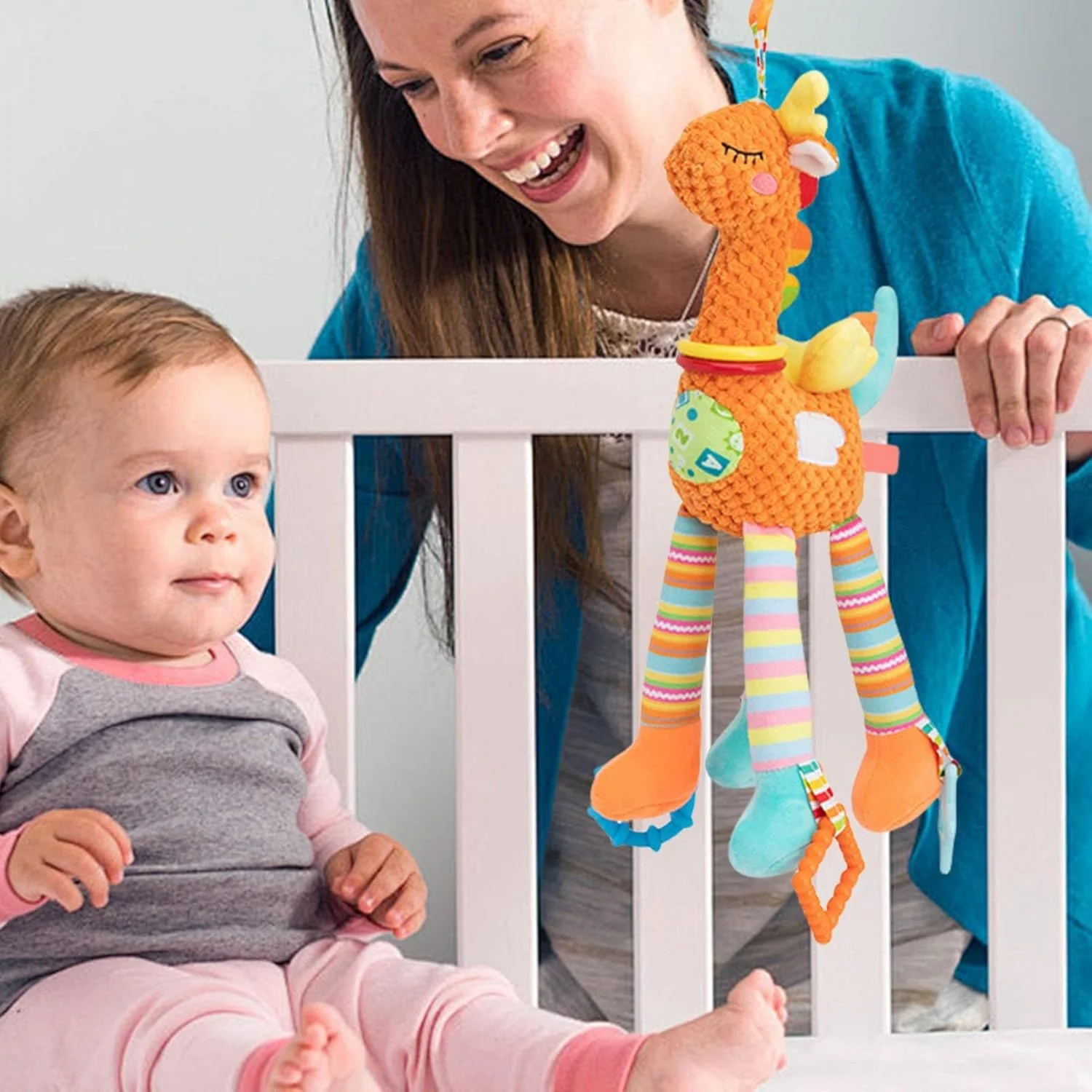 اسباب بازی تخت نوزاد دخترانه، آویز آرامش بخش کالسکه، عروسک پولیشی حسی تخت خواب برای فعالیت، پیاده روی، مسافرت، خرید، تعطیلات