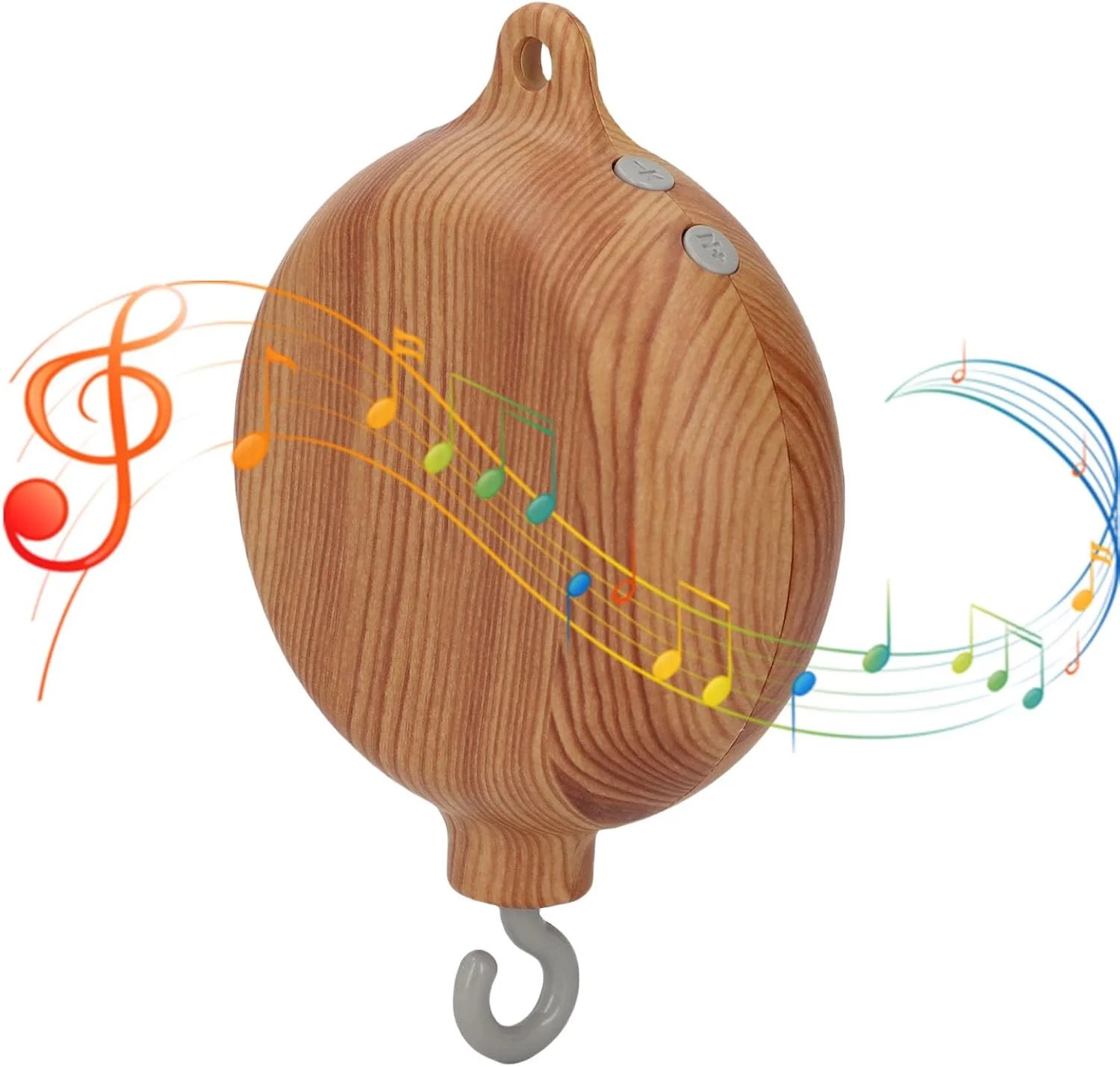 جعبه موزیکال موبایل کودک، جعبه موتور موبایل تخت چرخشی با طراحی دانه چوب شبیه سازی شده، 9 لالایی آرامش بخش، 3 حالت، حجم قابل تنظیم برای دکور اتاق خواب کودک